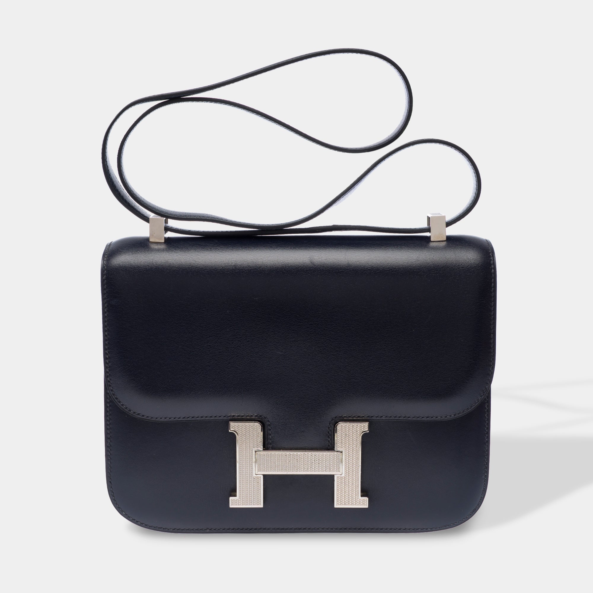 Sac HERMES Constance en Cuir Bleu Marine - 103443