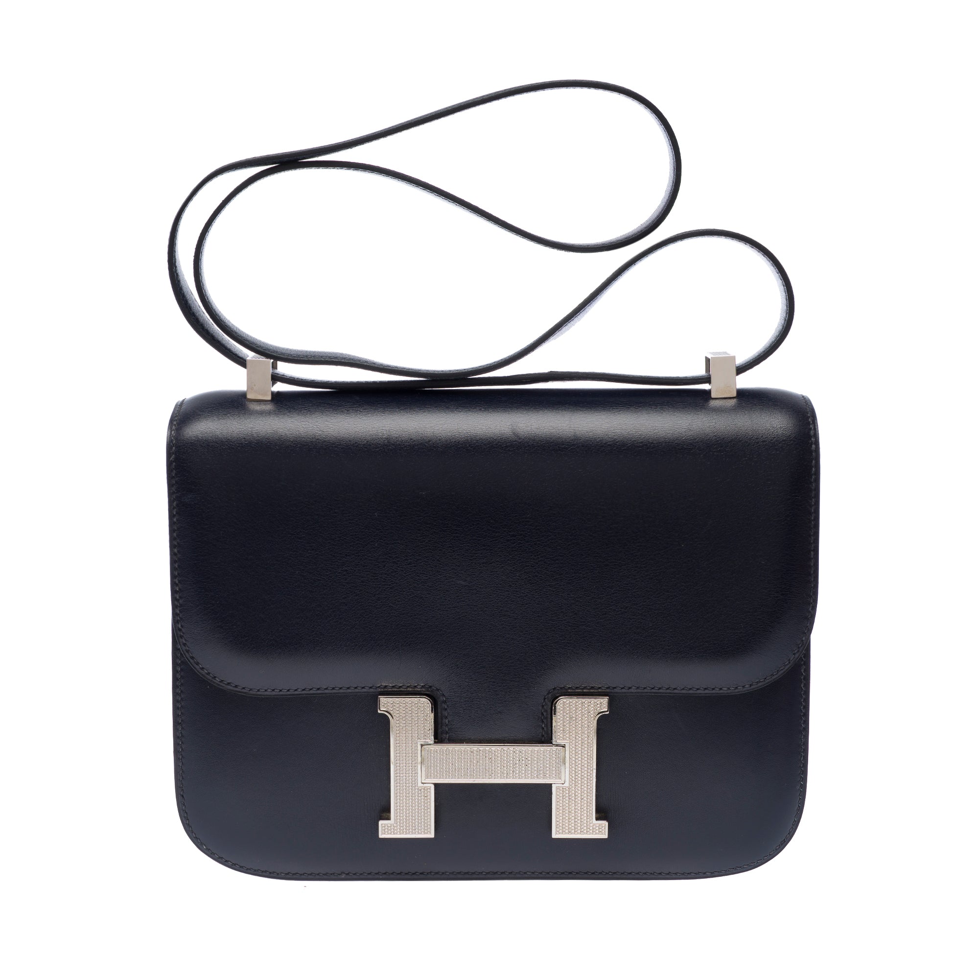 Sac HERMES Constance en Cuir Bleu Marine - 103443