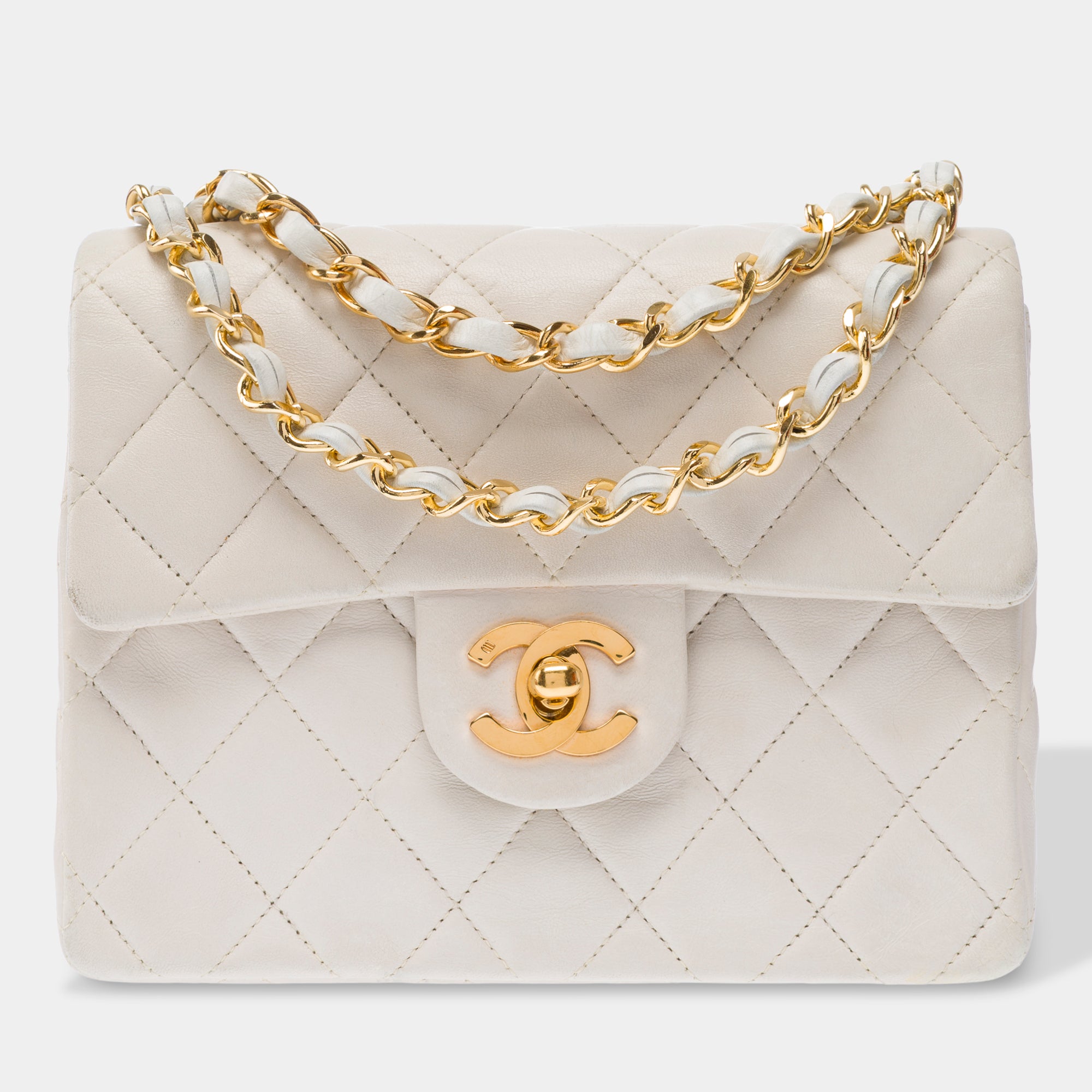 Sac CHANEL Timeless/Classique en Cuir Blanc - 103455