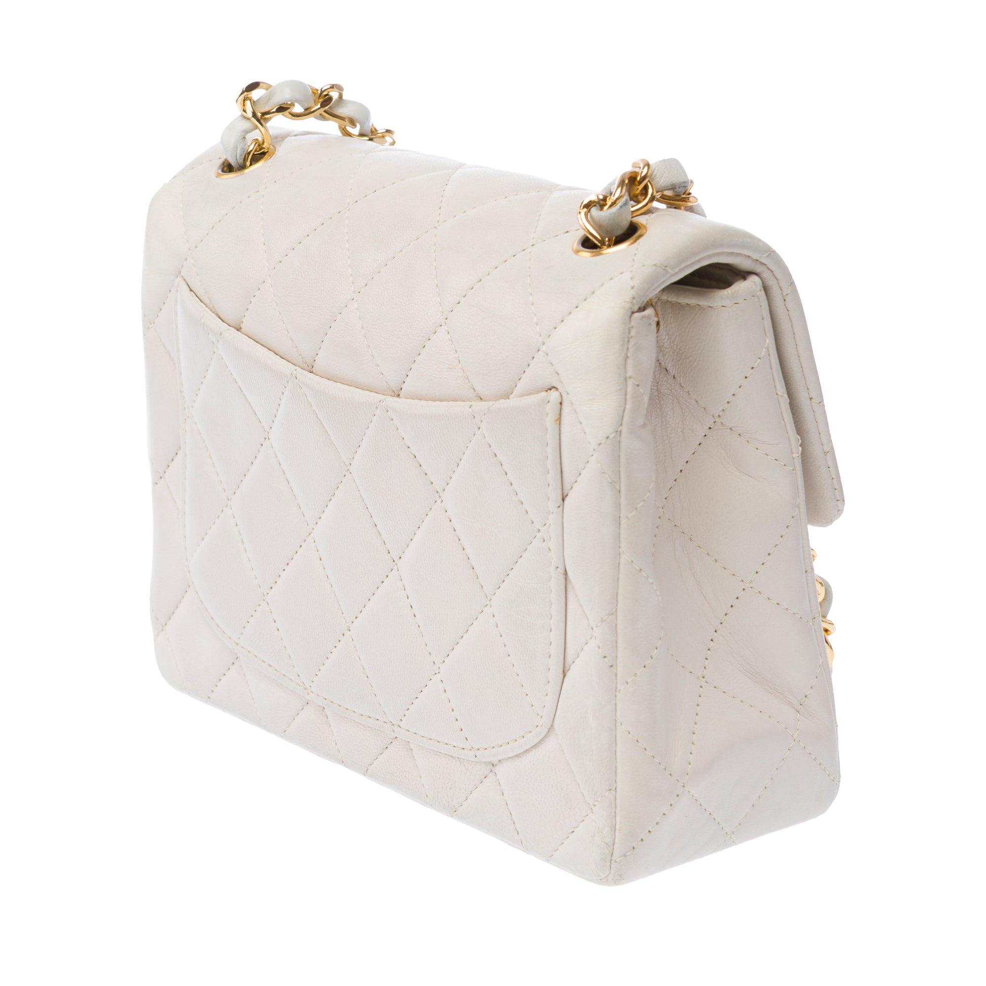 Sac CHANEL Timeless/Classique en Cuir Blanc - 103455