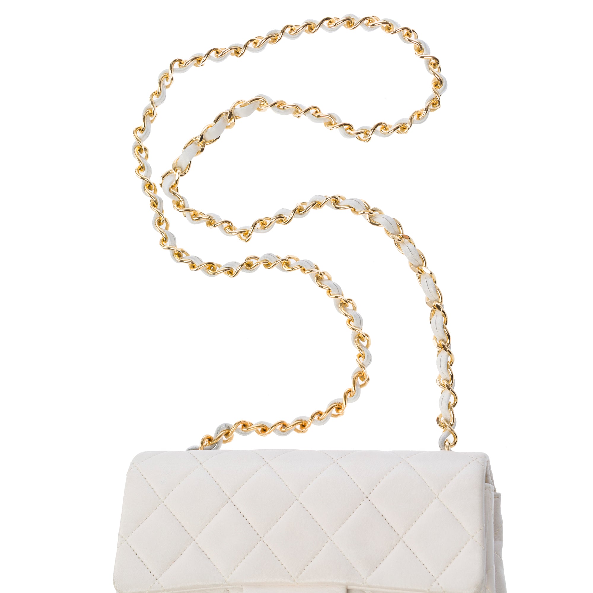 Sac CHANEL Timeless/Classique en Cuir Blanc - 103455
