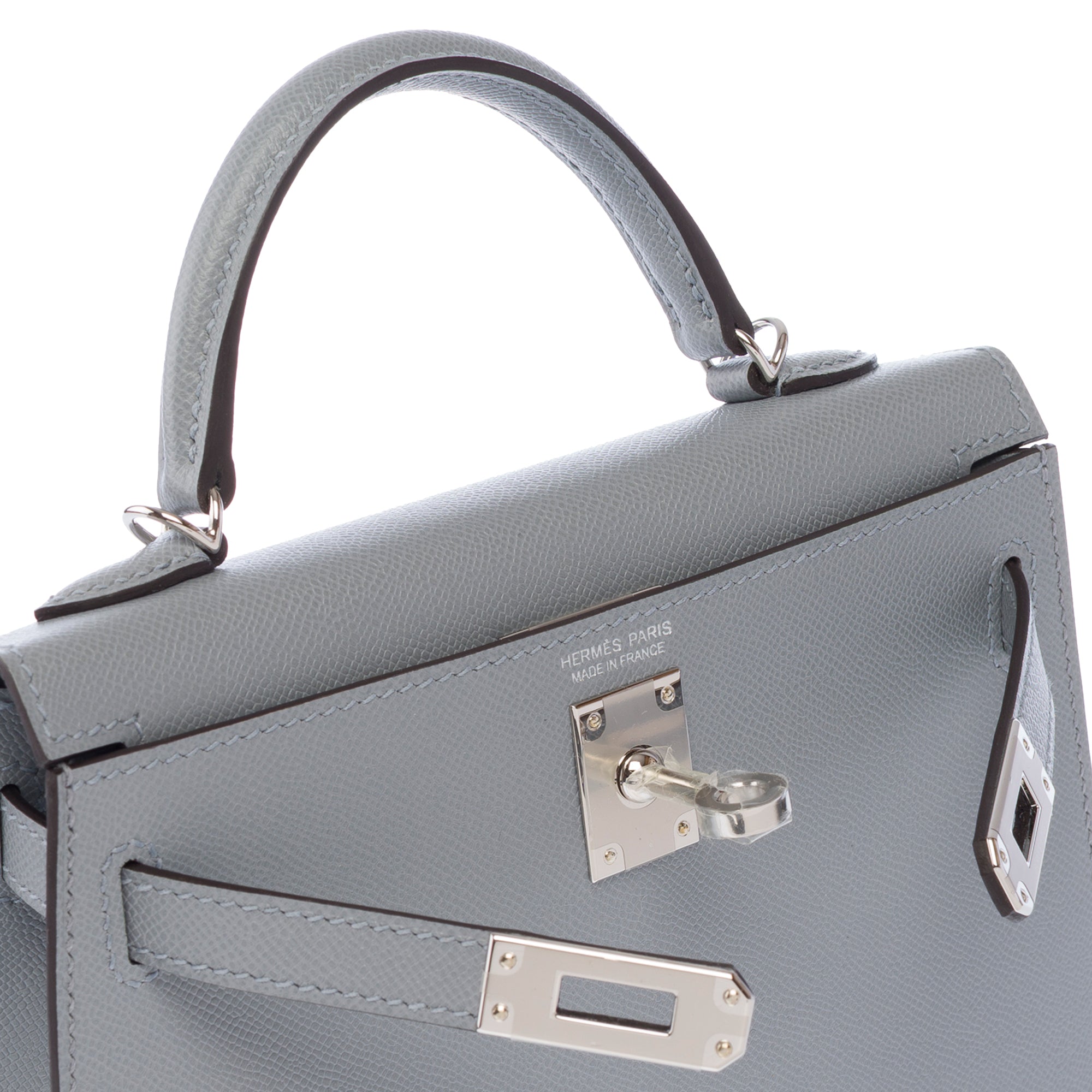 Sac HERMES Kelly Mini en Cuir Gris - 103477