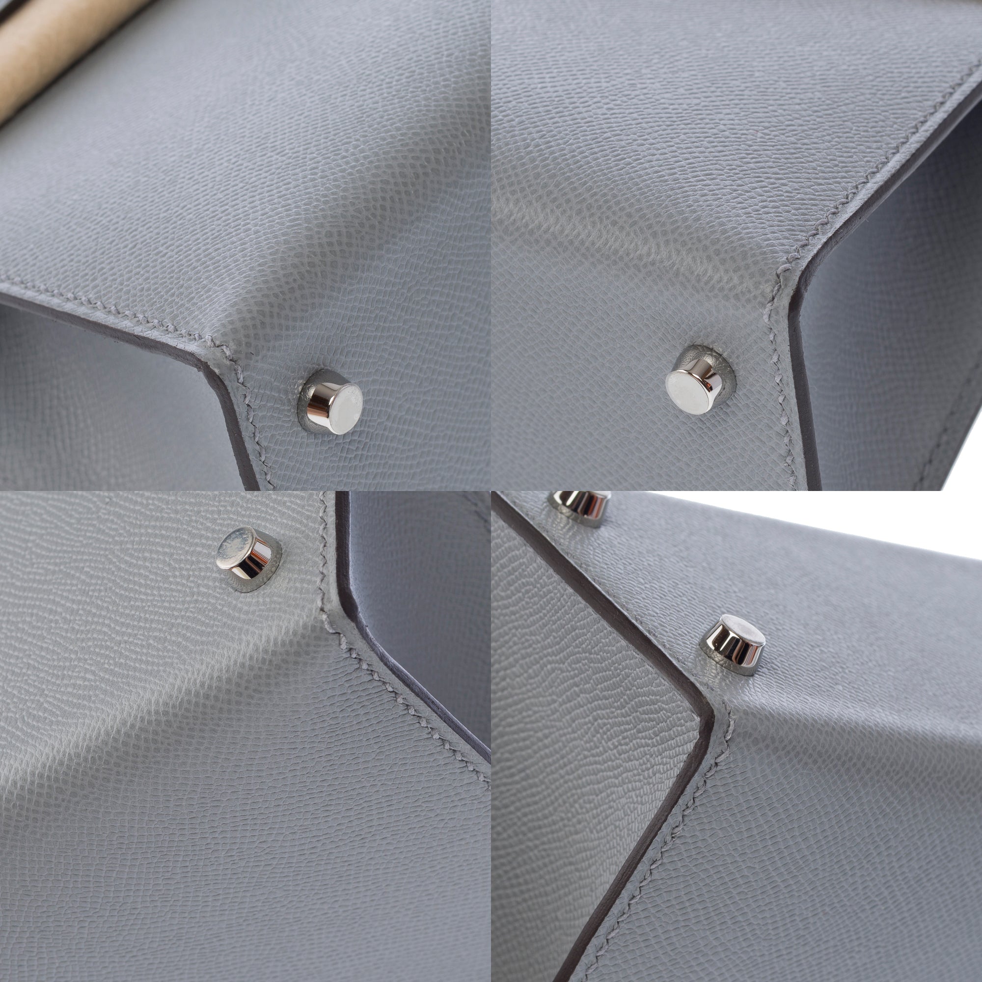 Sac HERMES Kelly Mini en Cuir Gris - 103477