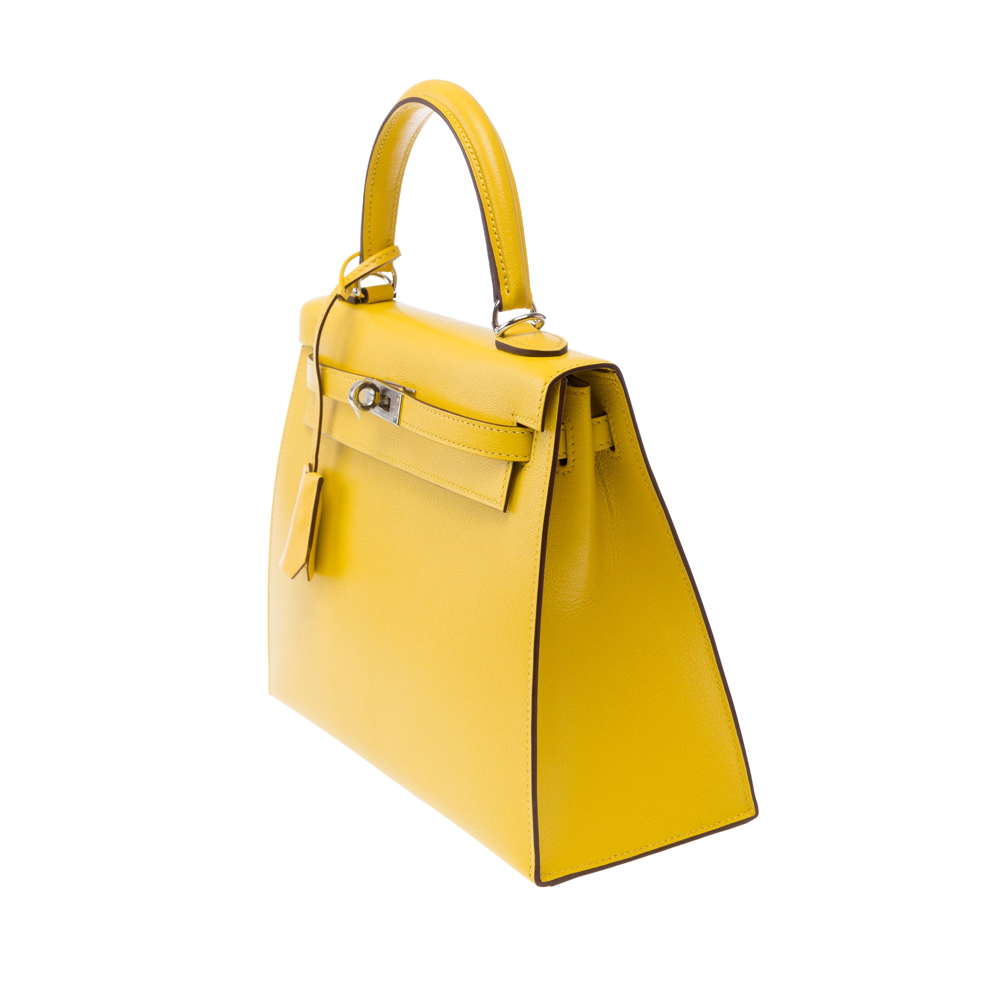 Sac HERMES Kelly 25 en Cuir Jaune - 103488