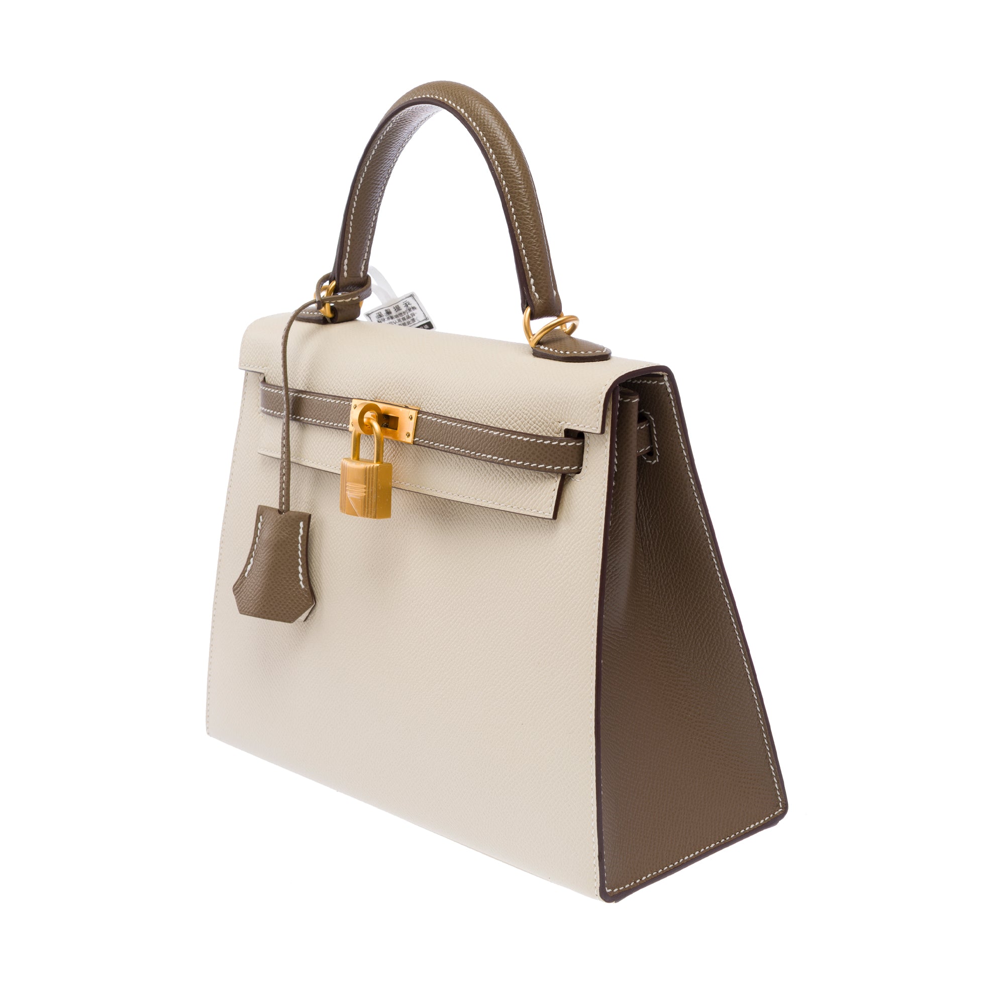 Sac HERMES Kelly 25 en Cuir Blanc - 103494