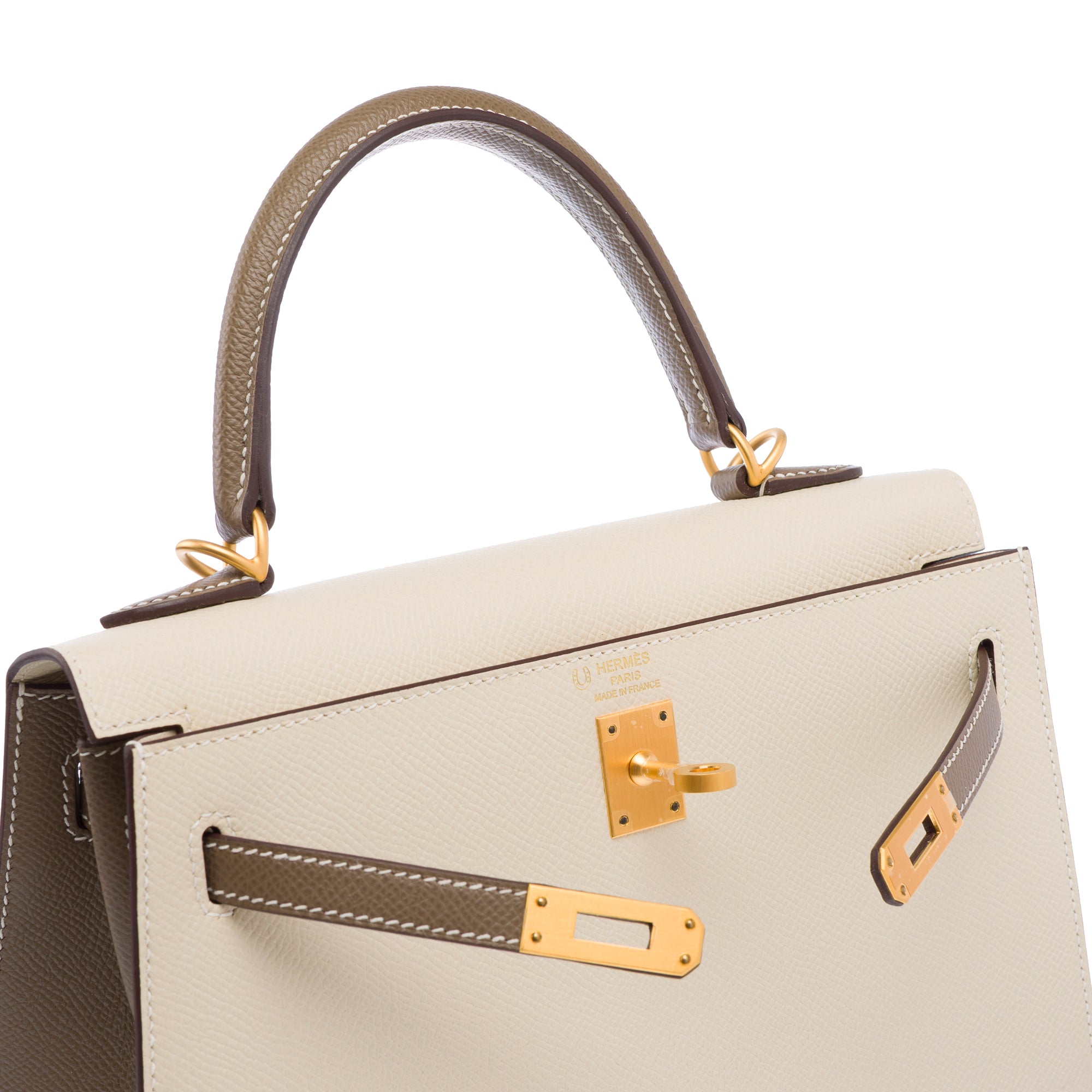 Sac HERMES Kelly 25 en Cuir Blanc - 103494