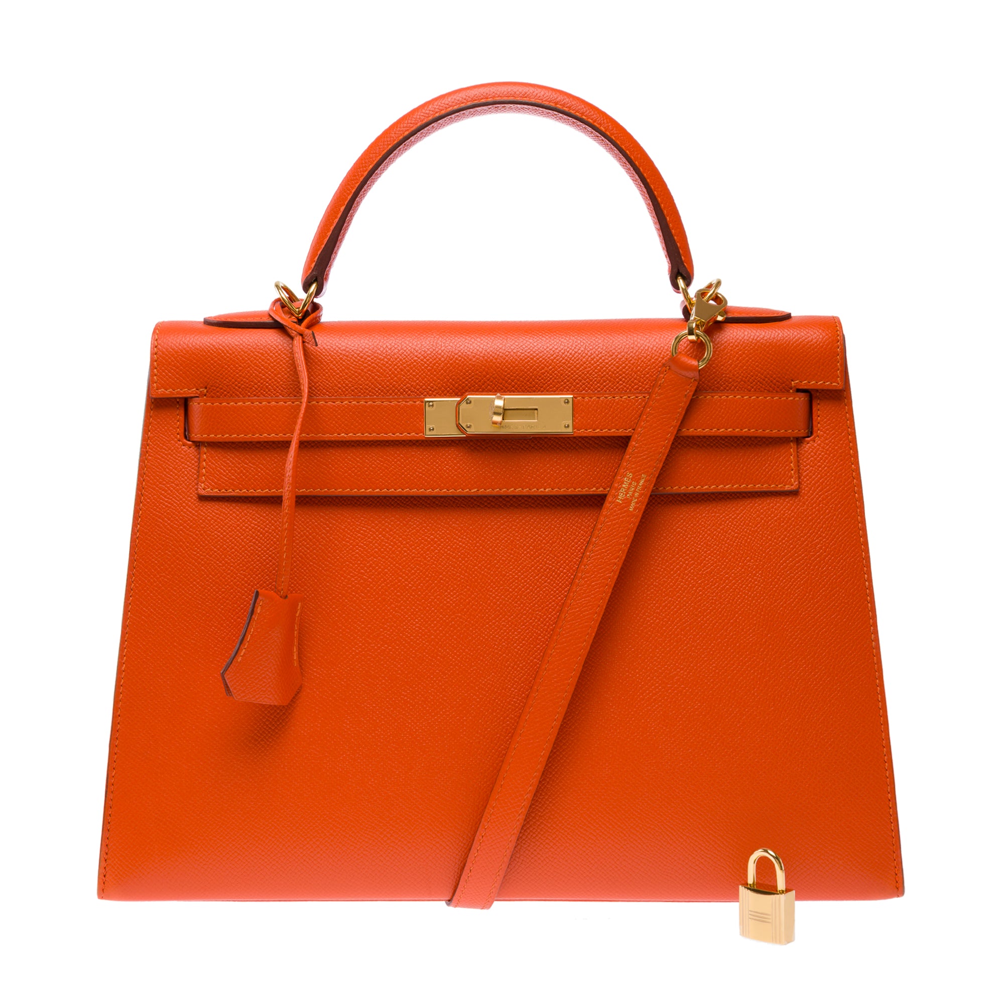 Sac HERMES Kelly 32 en Cuir Orange - 103499