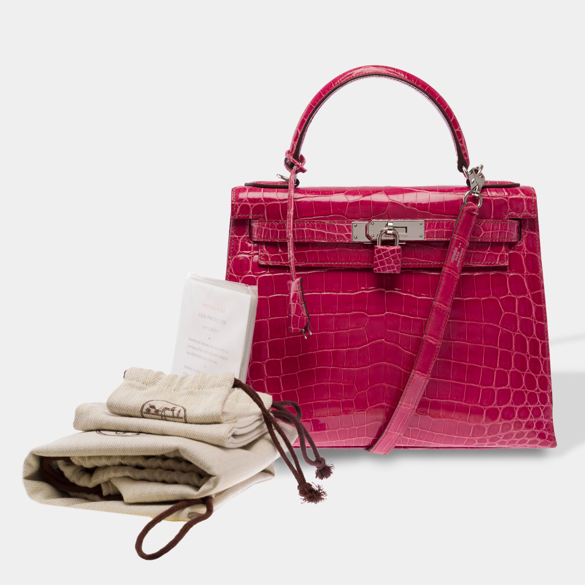Sac HERMES Kelly 28 en Cuirs exotiques Rose - 103511