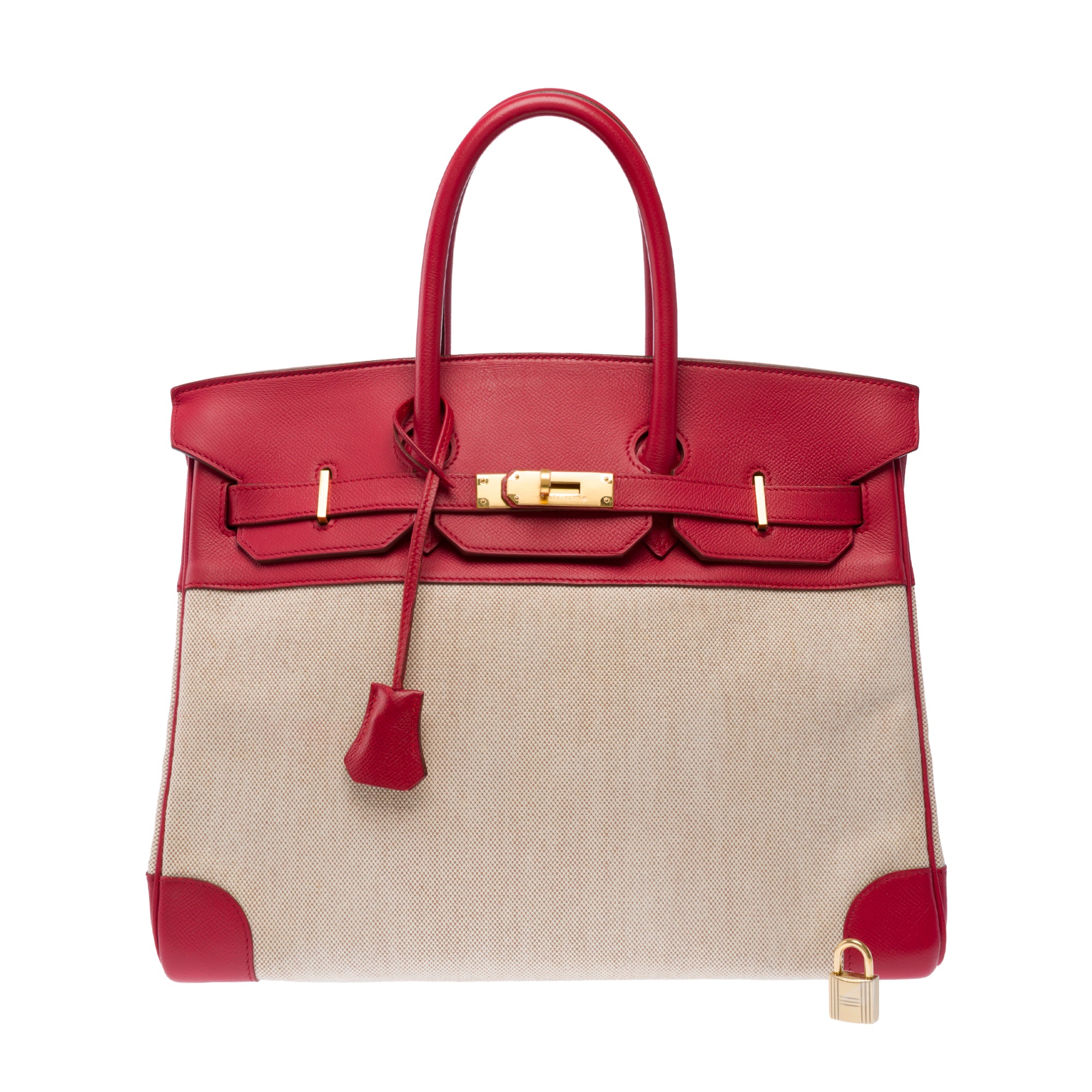 Sac HERMES Birkin 35 en Toile Rose - 103501