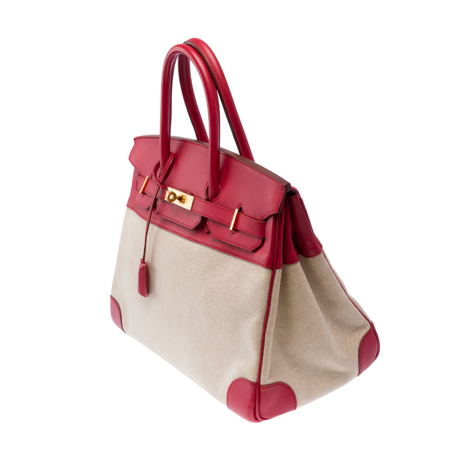 Sac HERMES Birkin 35 en Toile Rose - 103501