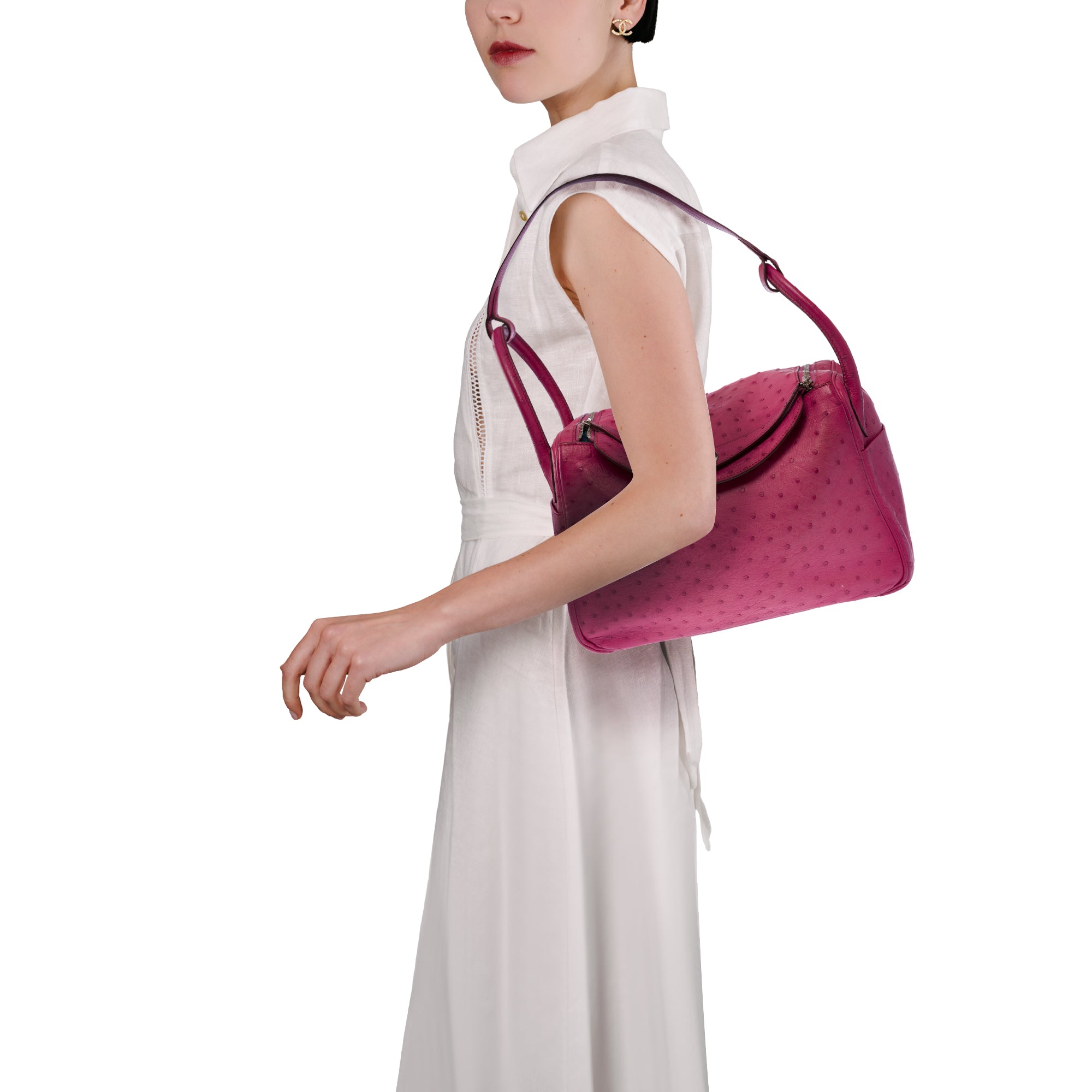 Sac HERMES Lindy en Cuirs exotiques Rose - 103503