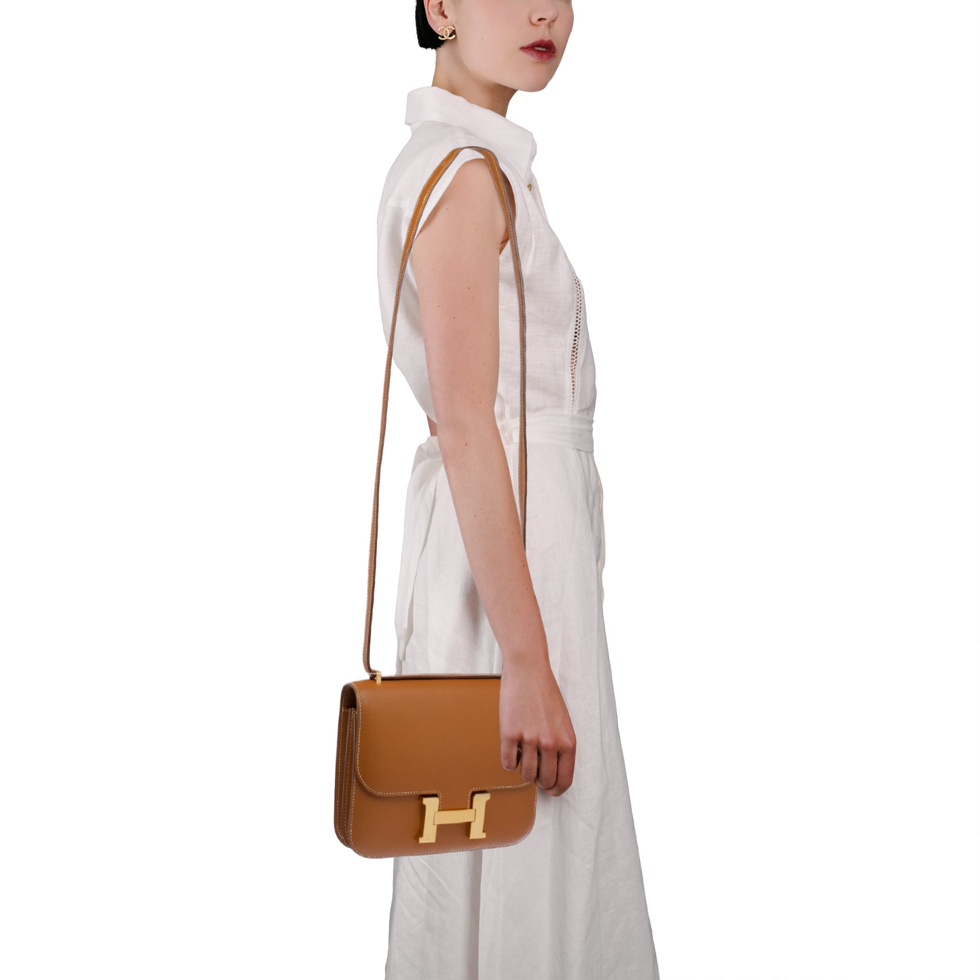 Sac HERMES Constance en Cuir Doré - 103549