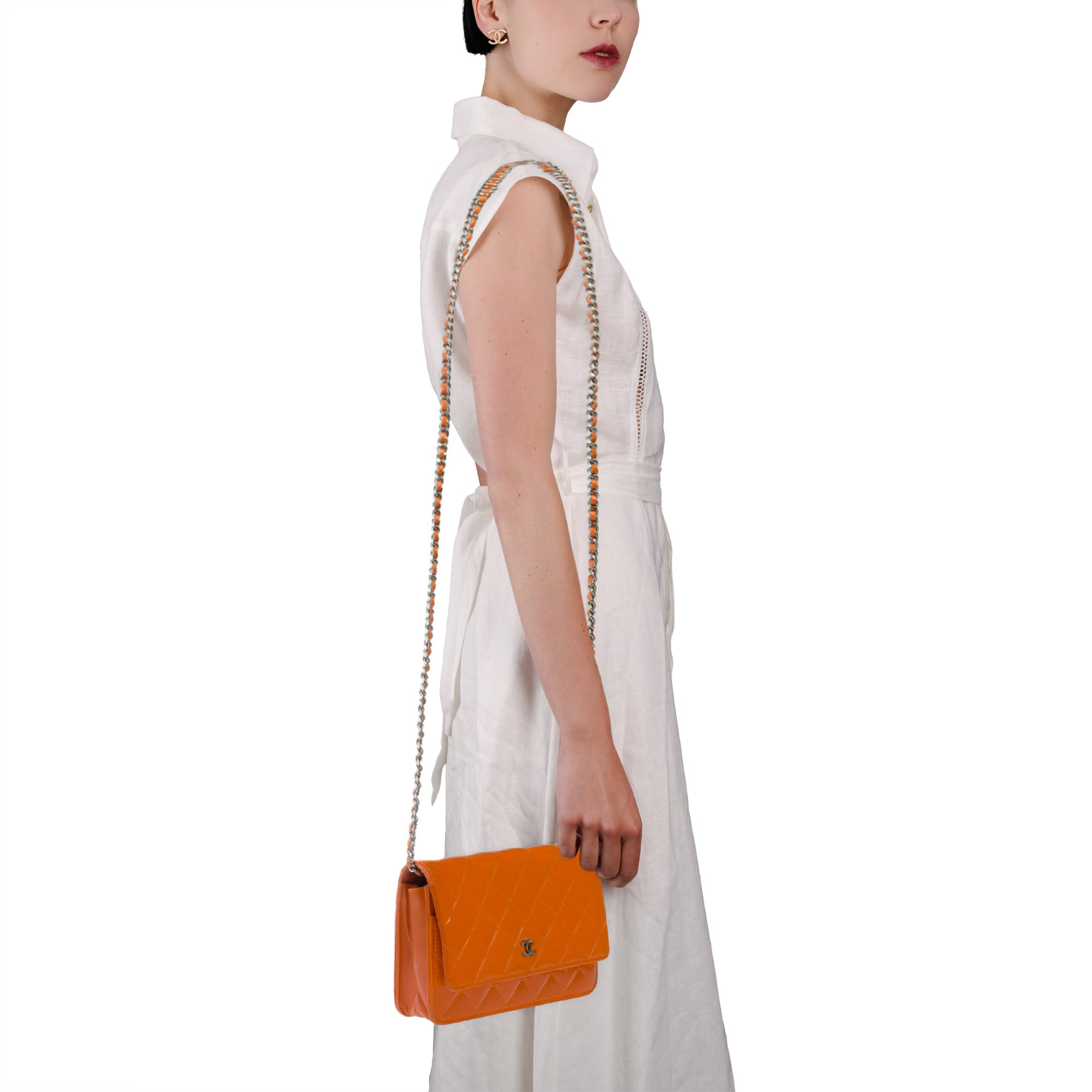 Sac CHANEL Wallet on Chain en Cuir Orange - 103544