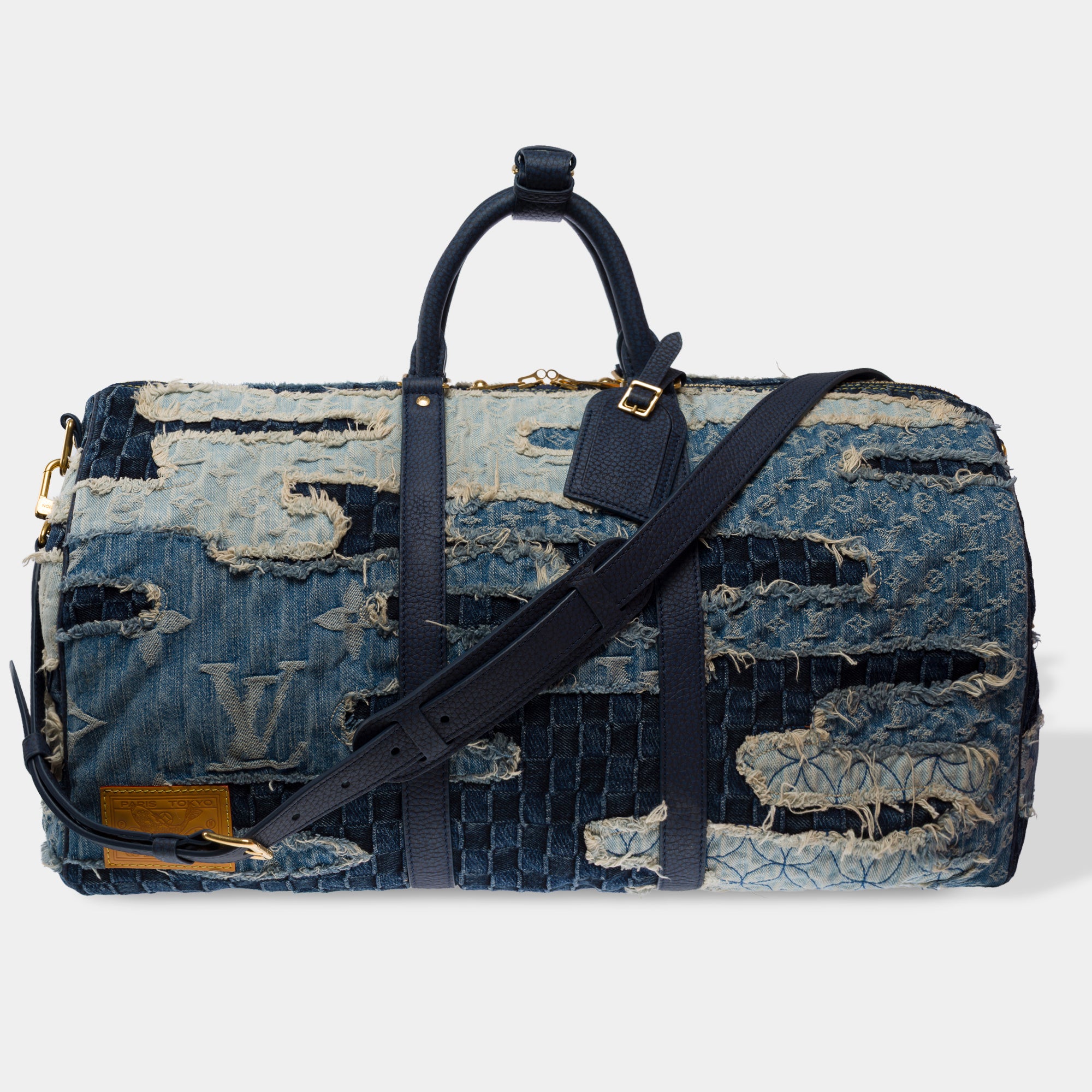 Sac LOUIS VUITTON Keepall en Denim Bleu - 103533