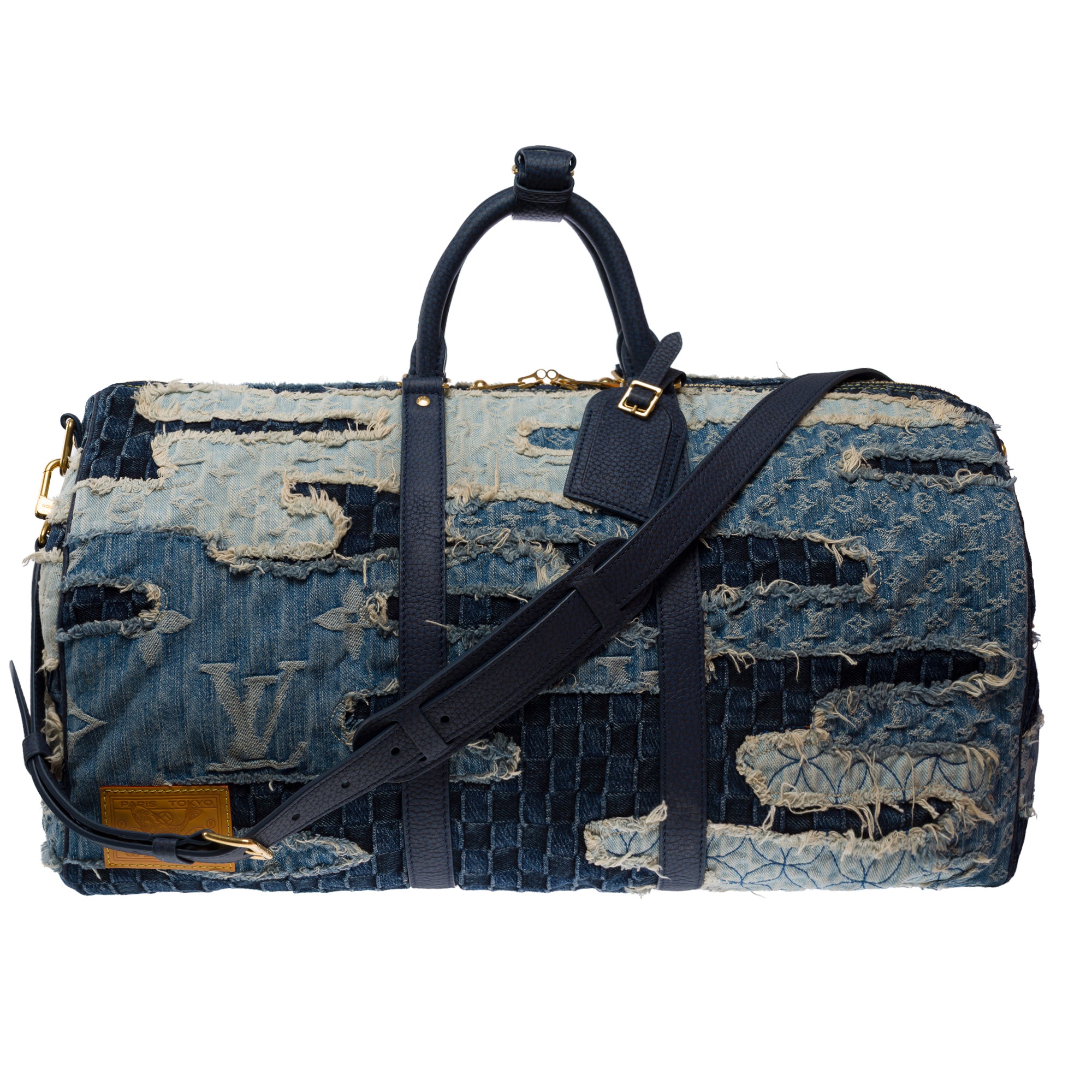 Sac LOUIS VUITTON Keepall en Denim Bleu - 103533