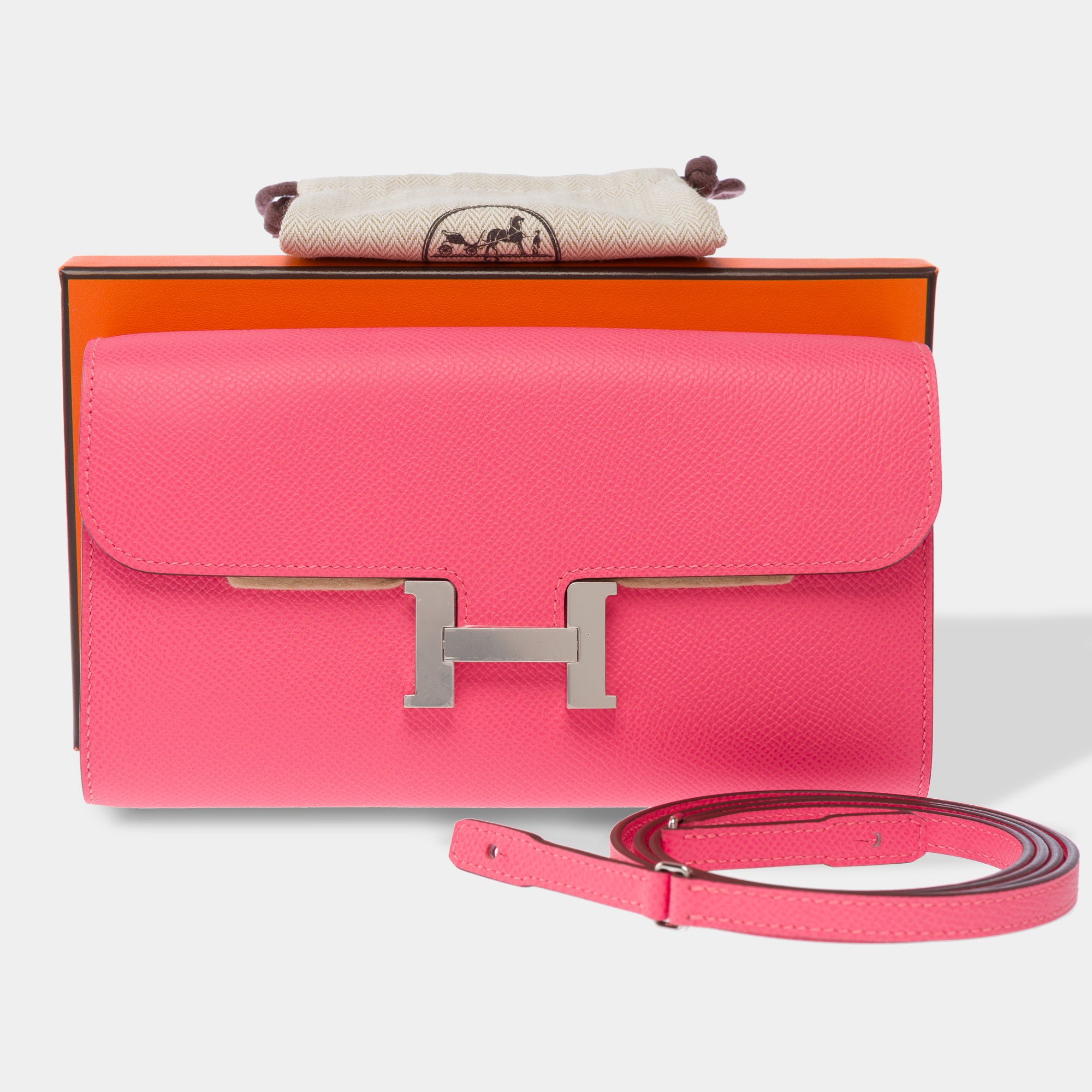 Sac HERMES Constance en Cuir Rose - 103527