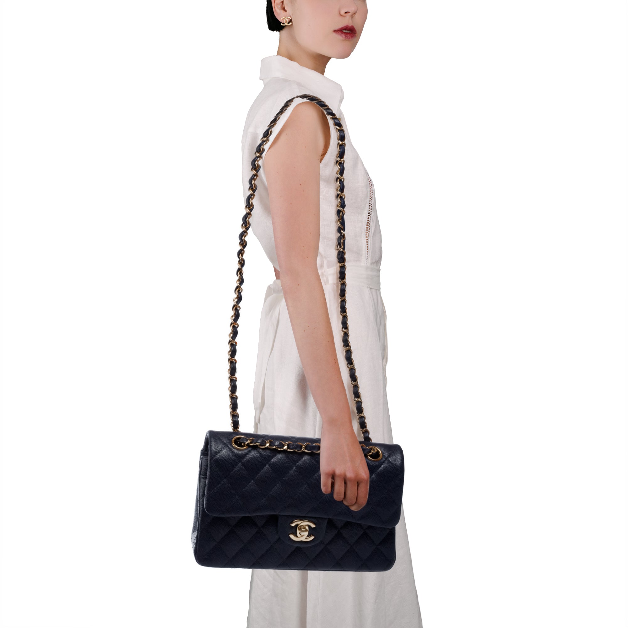 Sac CHANEL Timeless/Classique en Cuir Bleu Marine - 103554