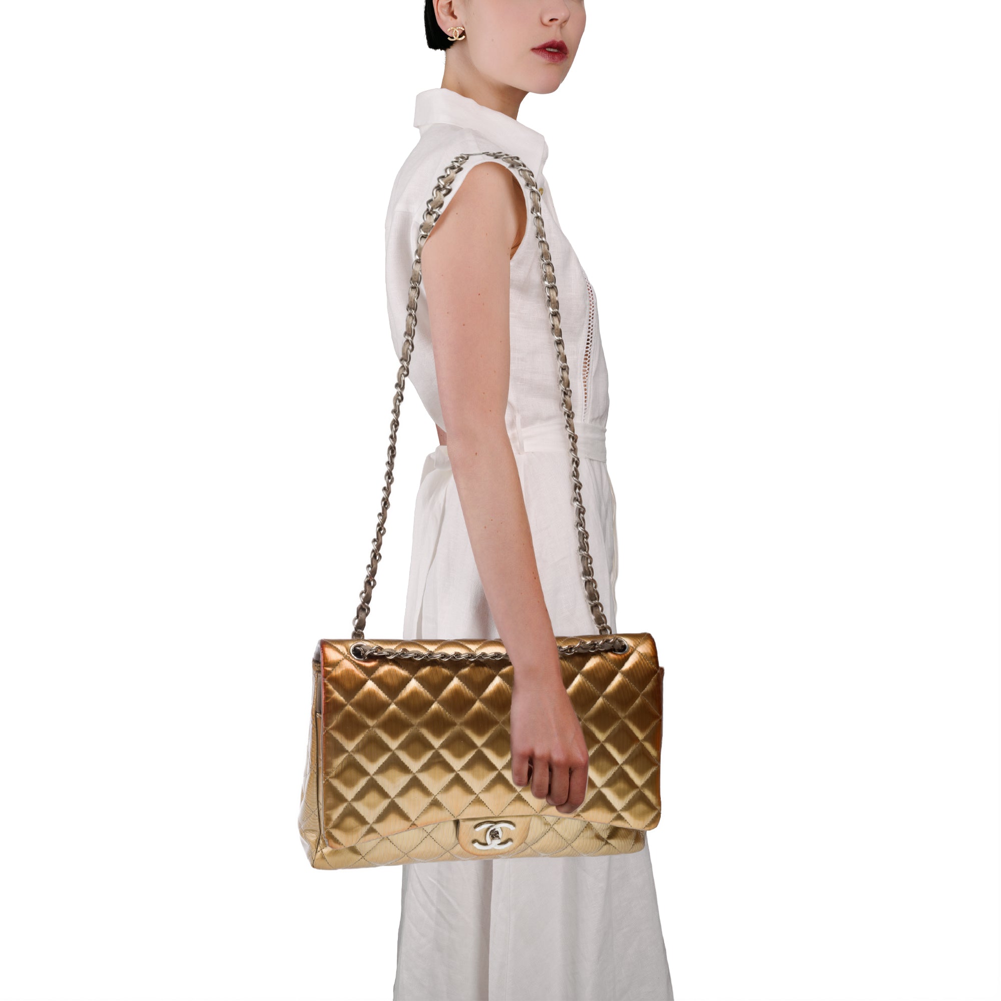 Sac CHANEL Timeless/Classique en Cuir Doré - 103579