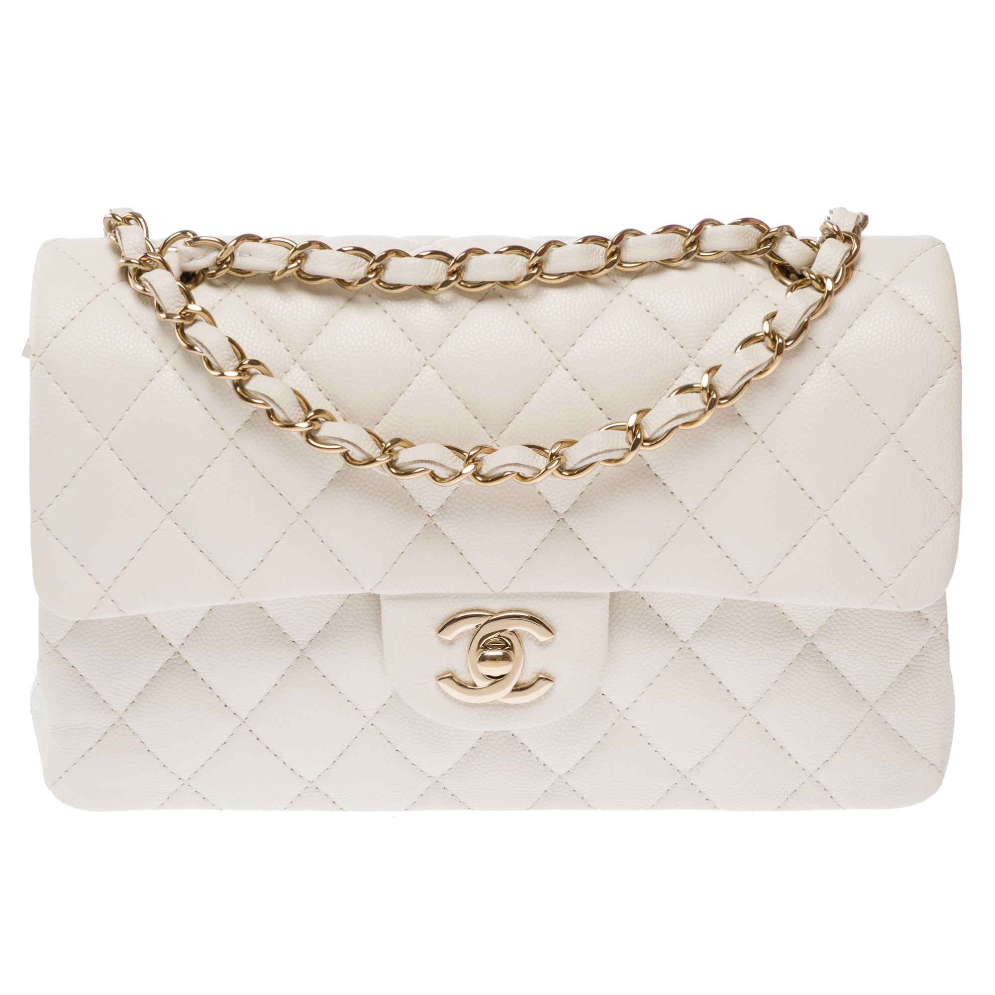 Sac CHANEL Timeless/Classique en Cuir Blanc - 103553