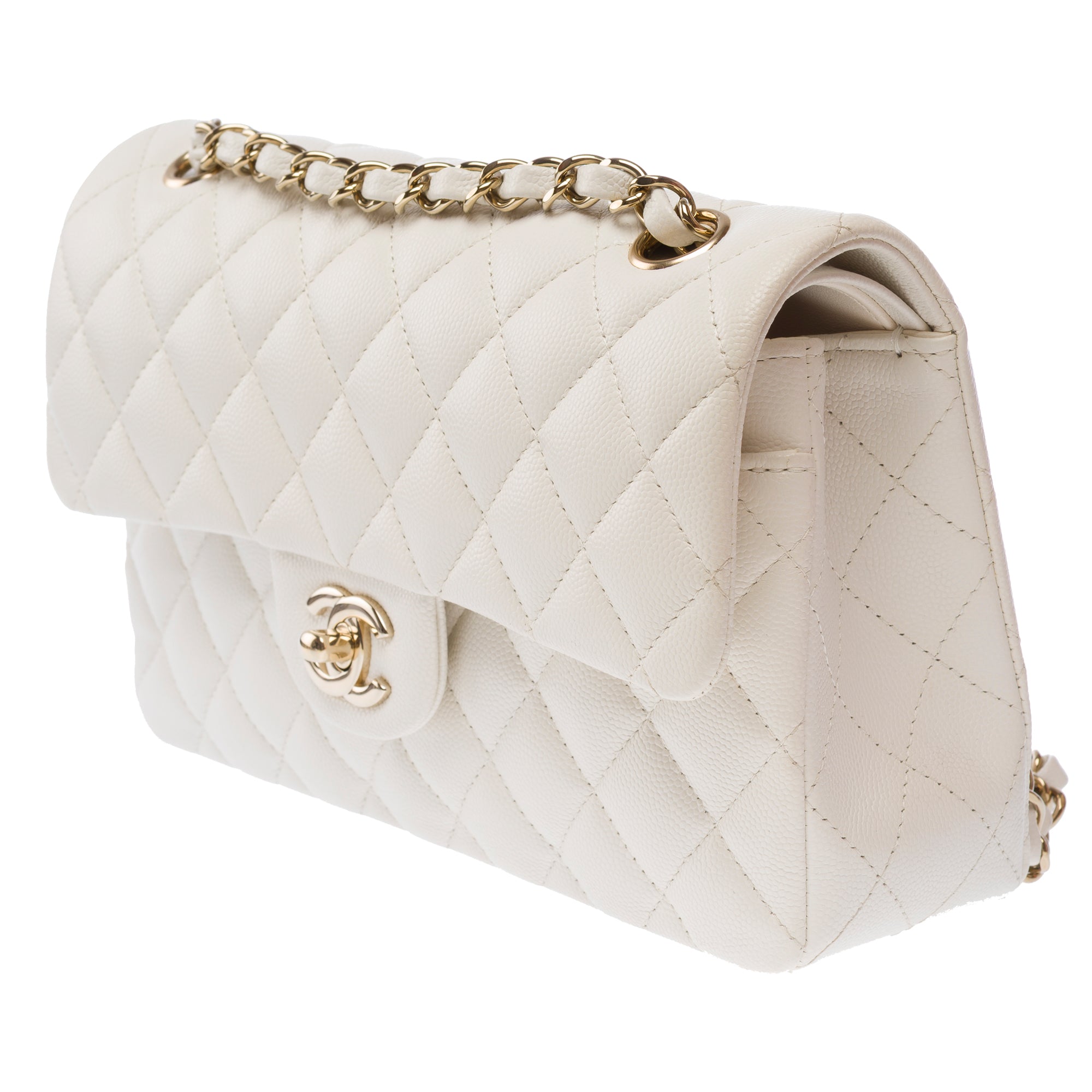 Sac CHANEL Timeless/Classique en Cuir Blanc - 103553