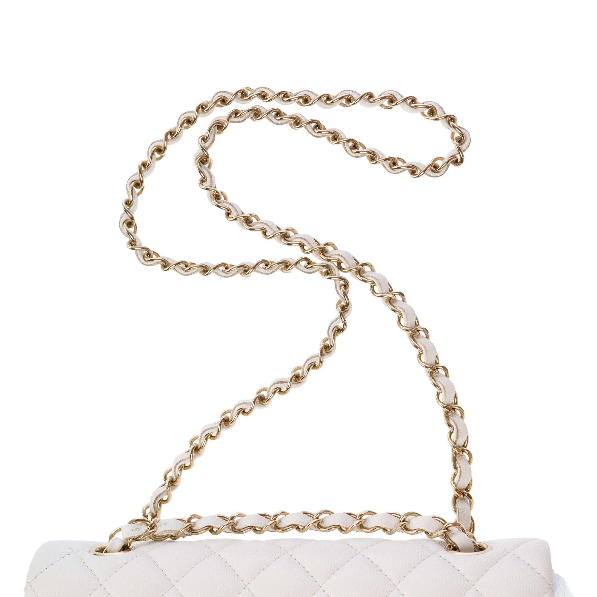 Sac CHANEL Timeless/Classique en Cuir Blanc - 103553