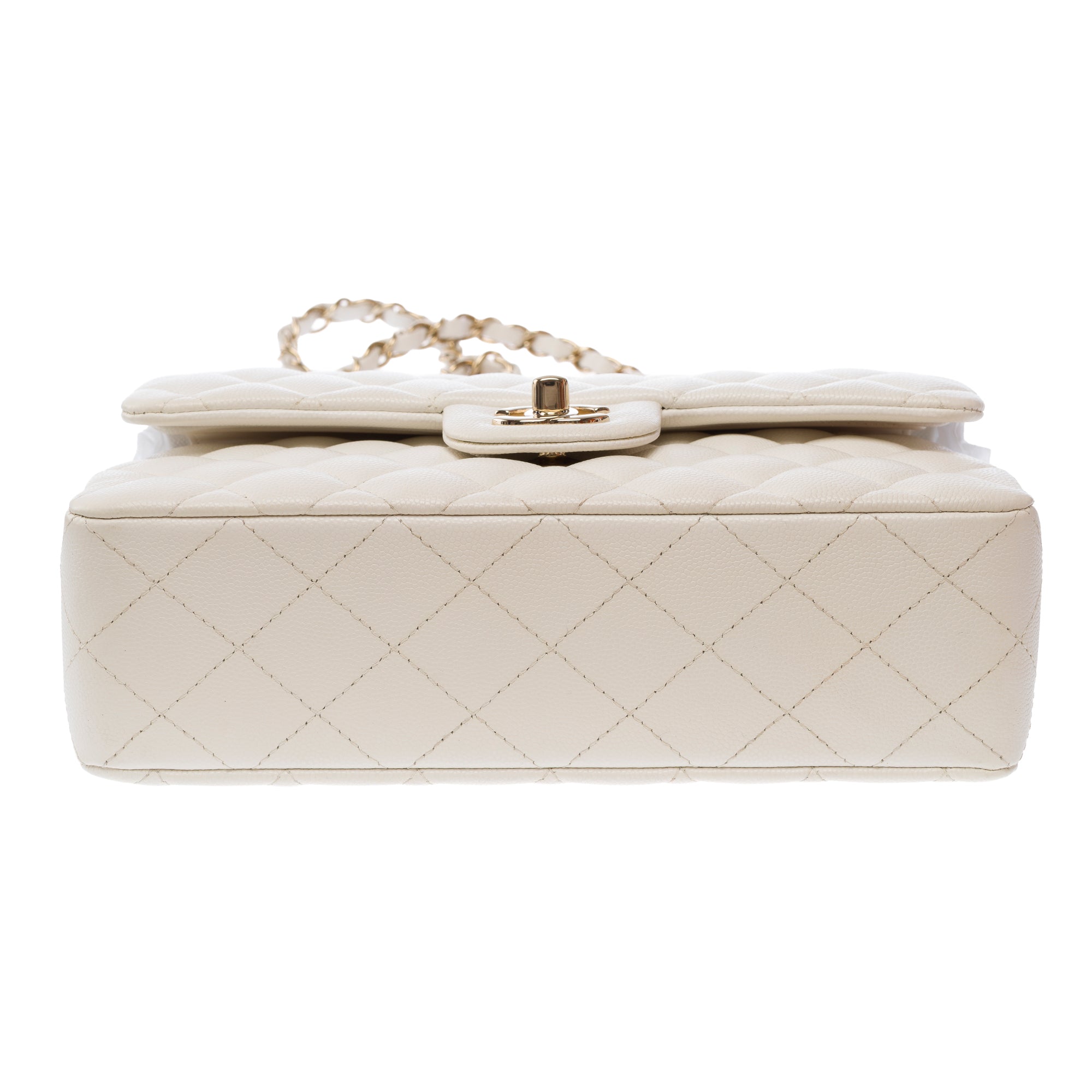 Sac CHANEL Timeless/Classique en Cuir Blanc - 103553