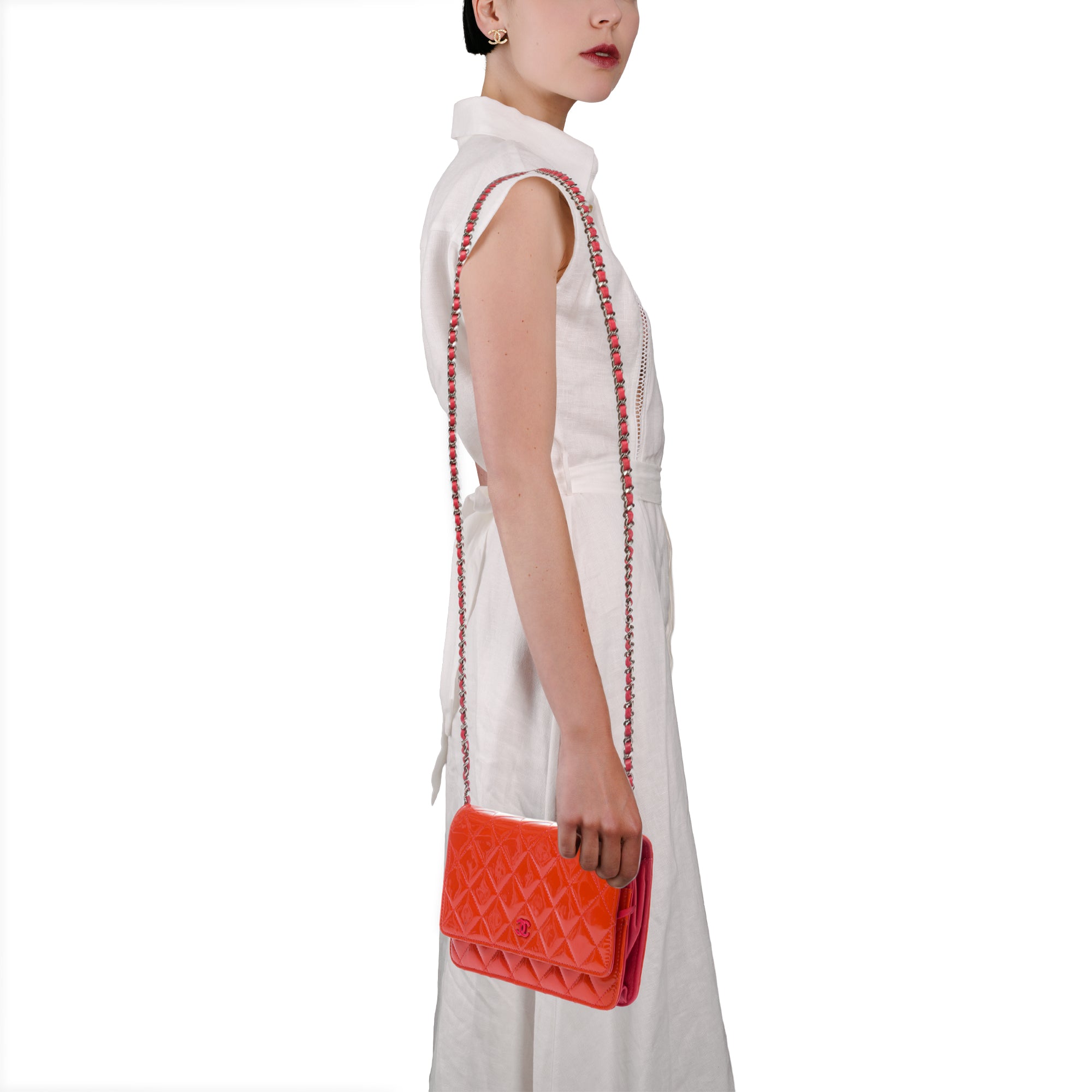 Sac CHANEL Wallet on Chain en Cuir Orange - 103541