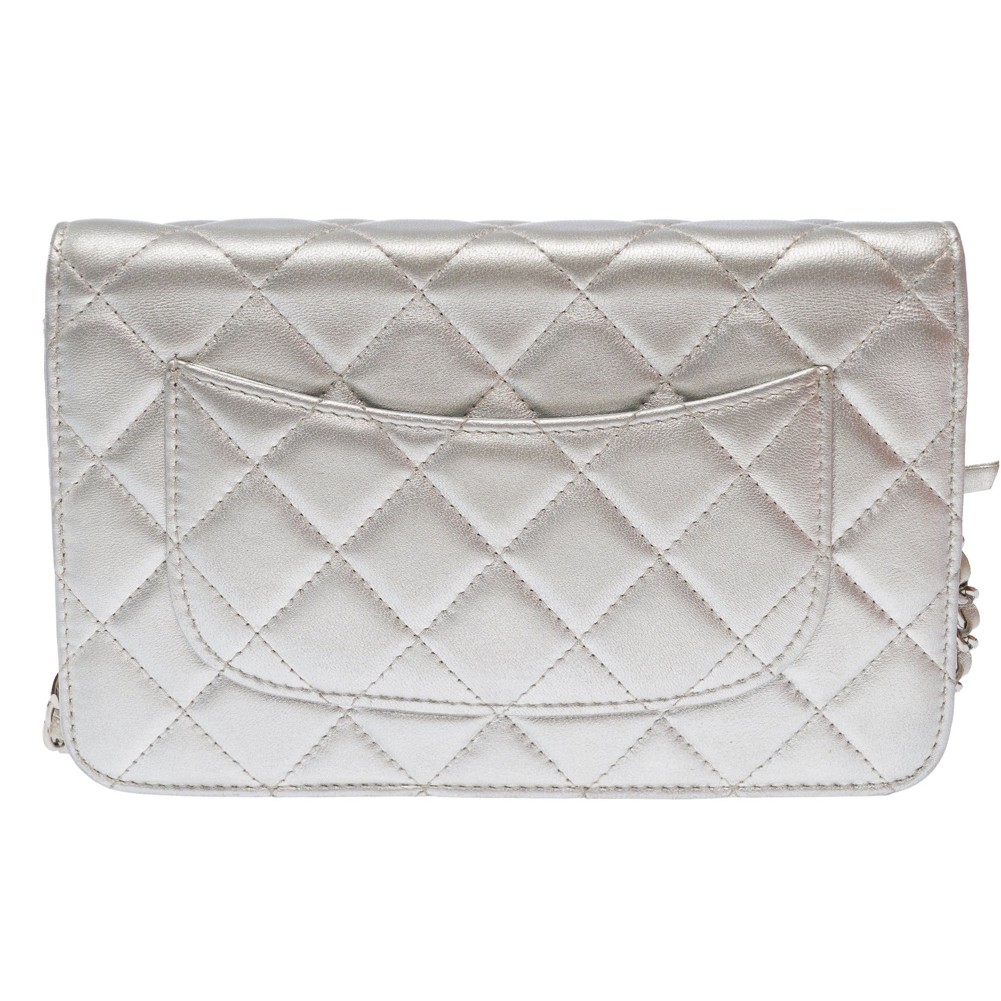Sac CHANEL Wallet on Chain en Cuir Argent - 103566
