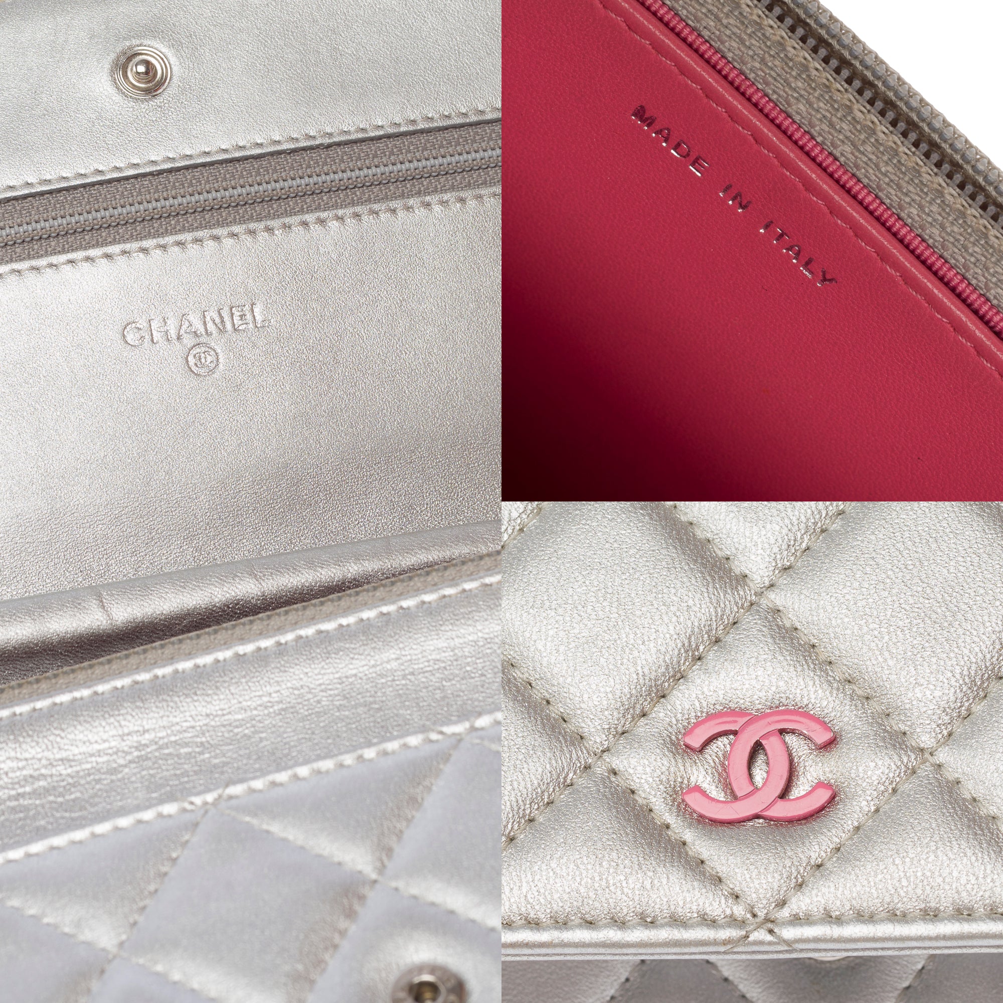 Sac CHANEL Wallet on Chain en Cuir Argent - 103566