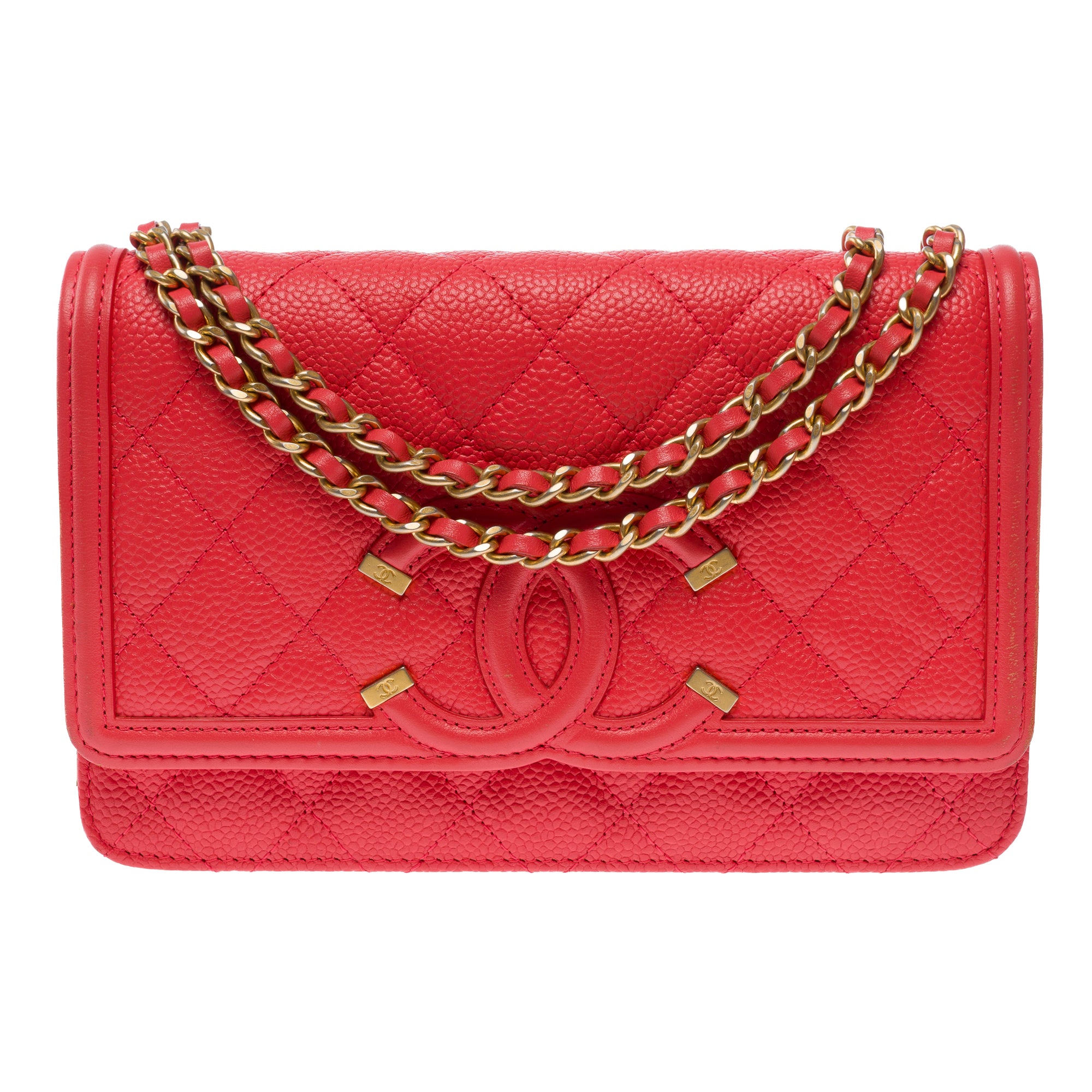 Sac CHANEL Wallet on Chain en Cuir Rouge - 103564