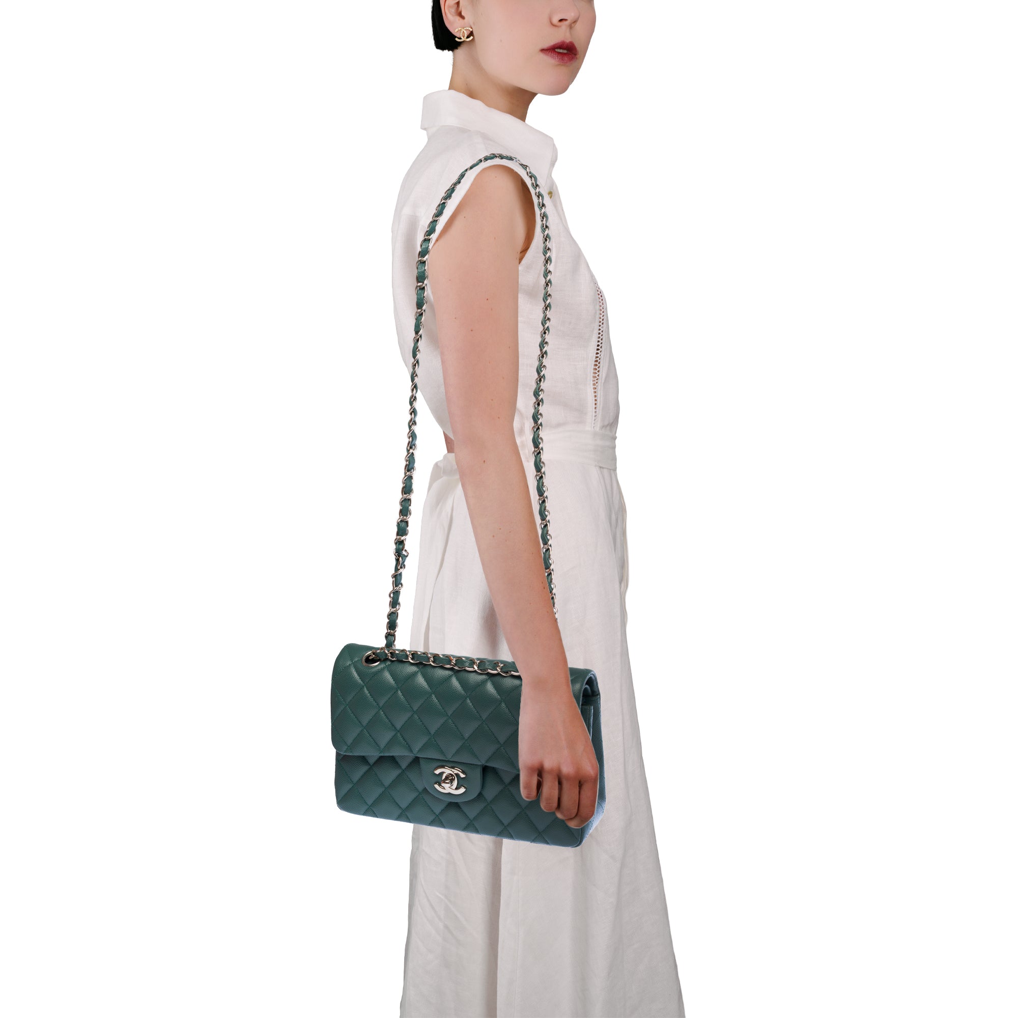 Sac CHANEL Timeless/Classique en Cuir Vert - 103585