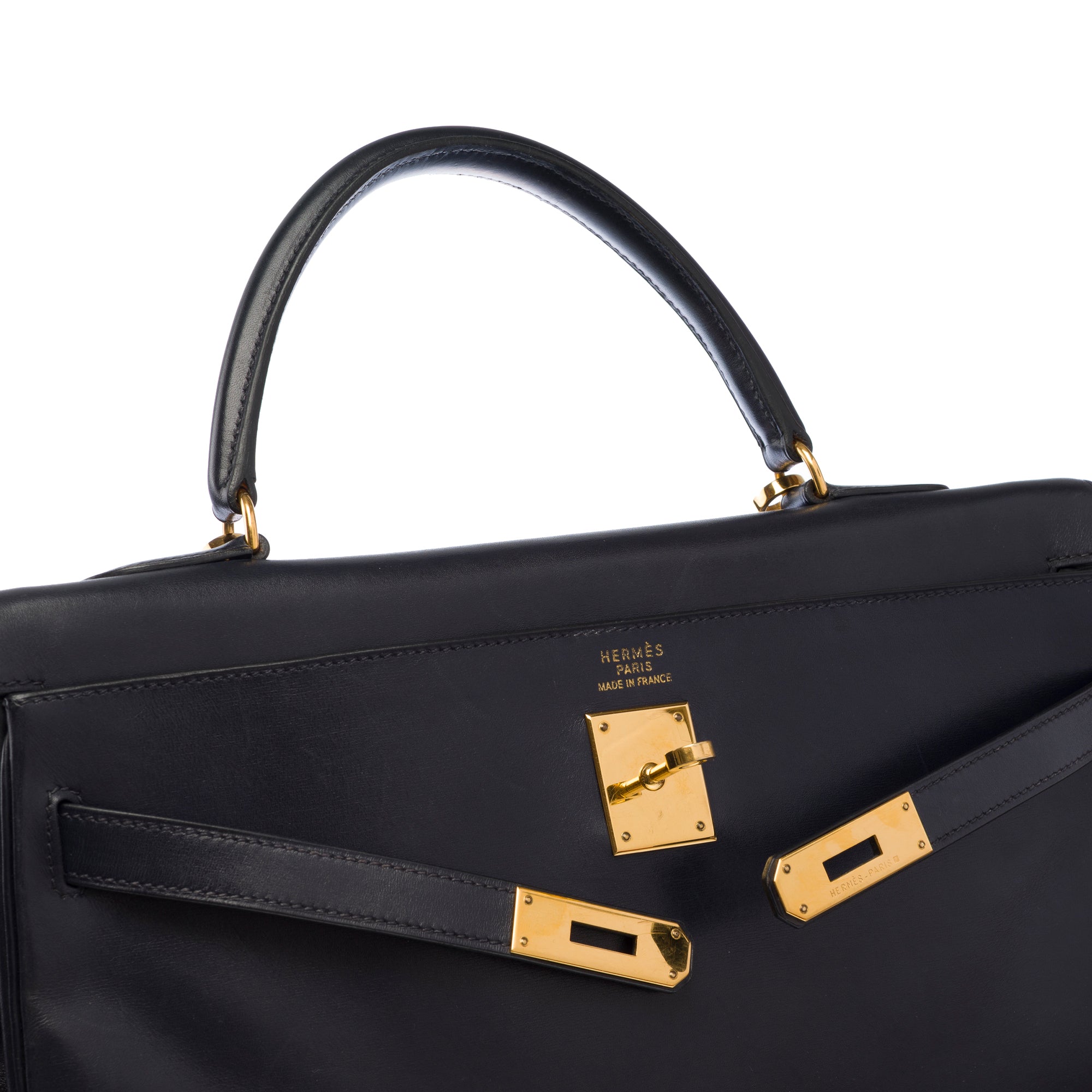 Sac HERMES Kelly 35 en Cuir Bleu Marine - 103528
