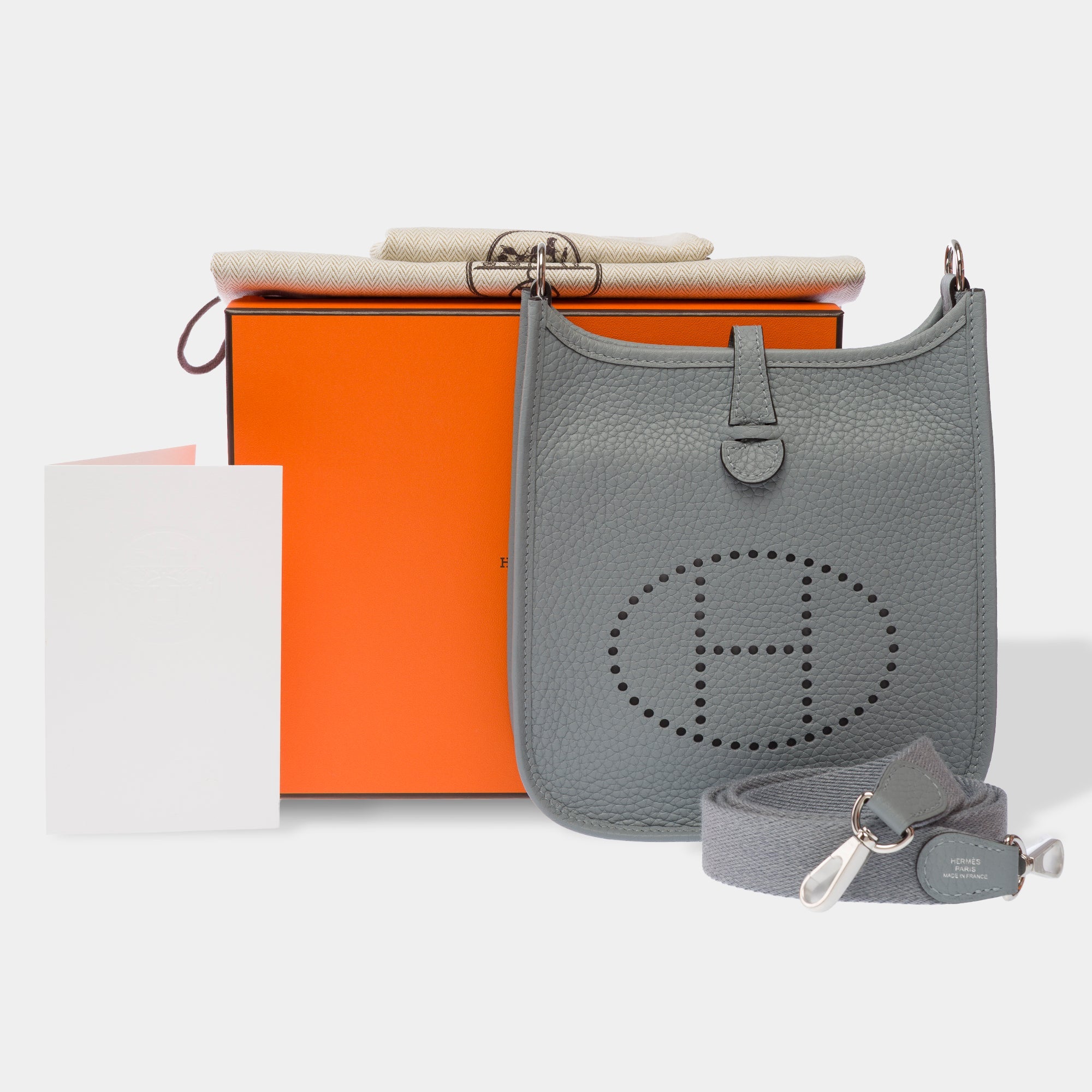 Sac HERMES Mini Evelyne en Cuir Gris - 103615