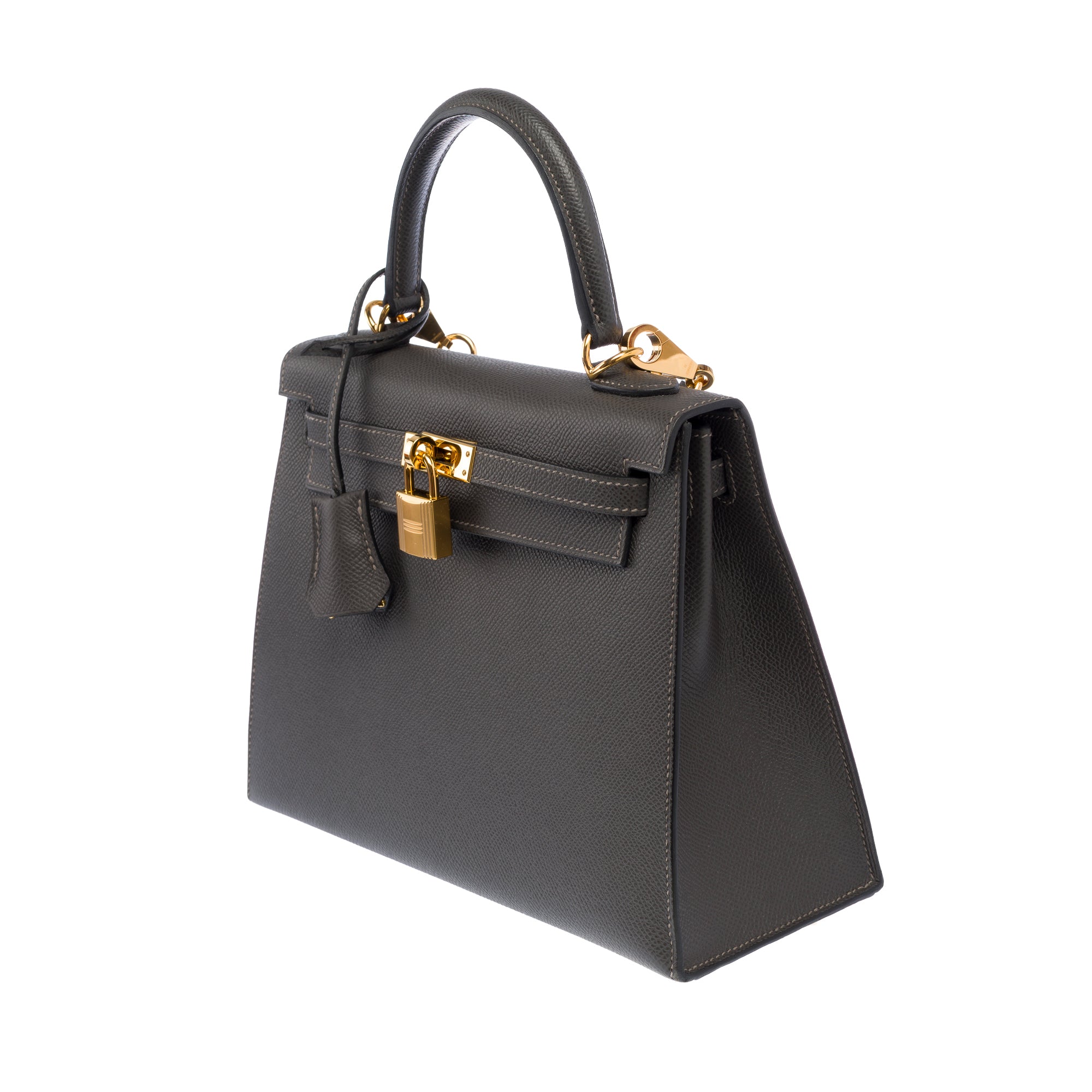 Sac HERMES Kelly 25 en Cuir Gris - 103628