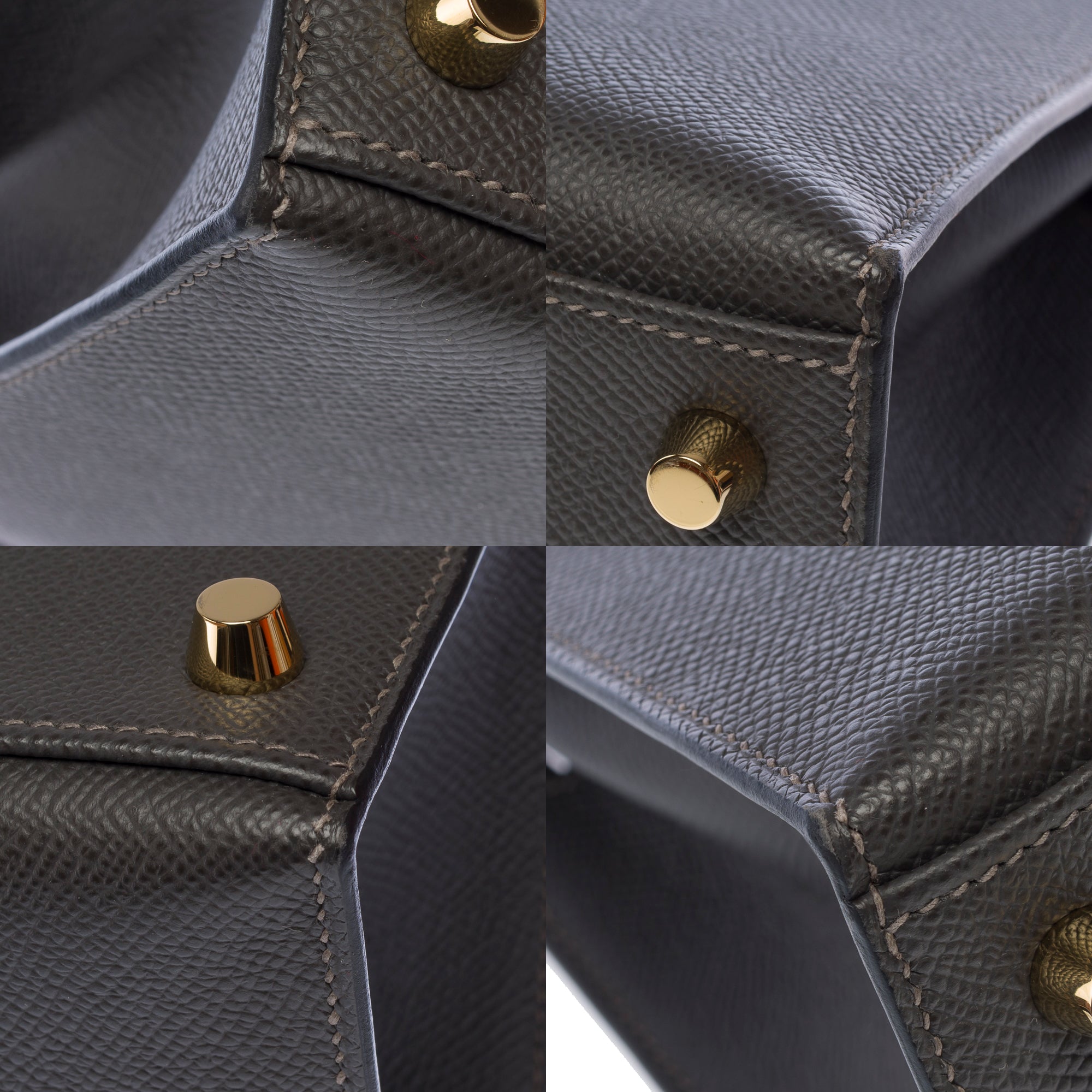 Sac HERMES Kelly 25 en Cuir Gris - 103628