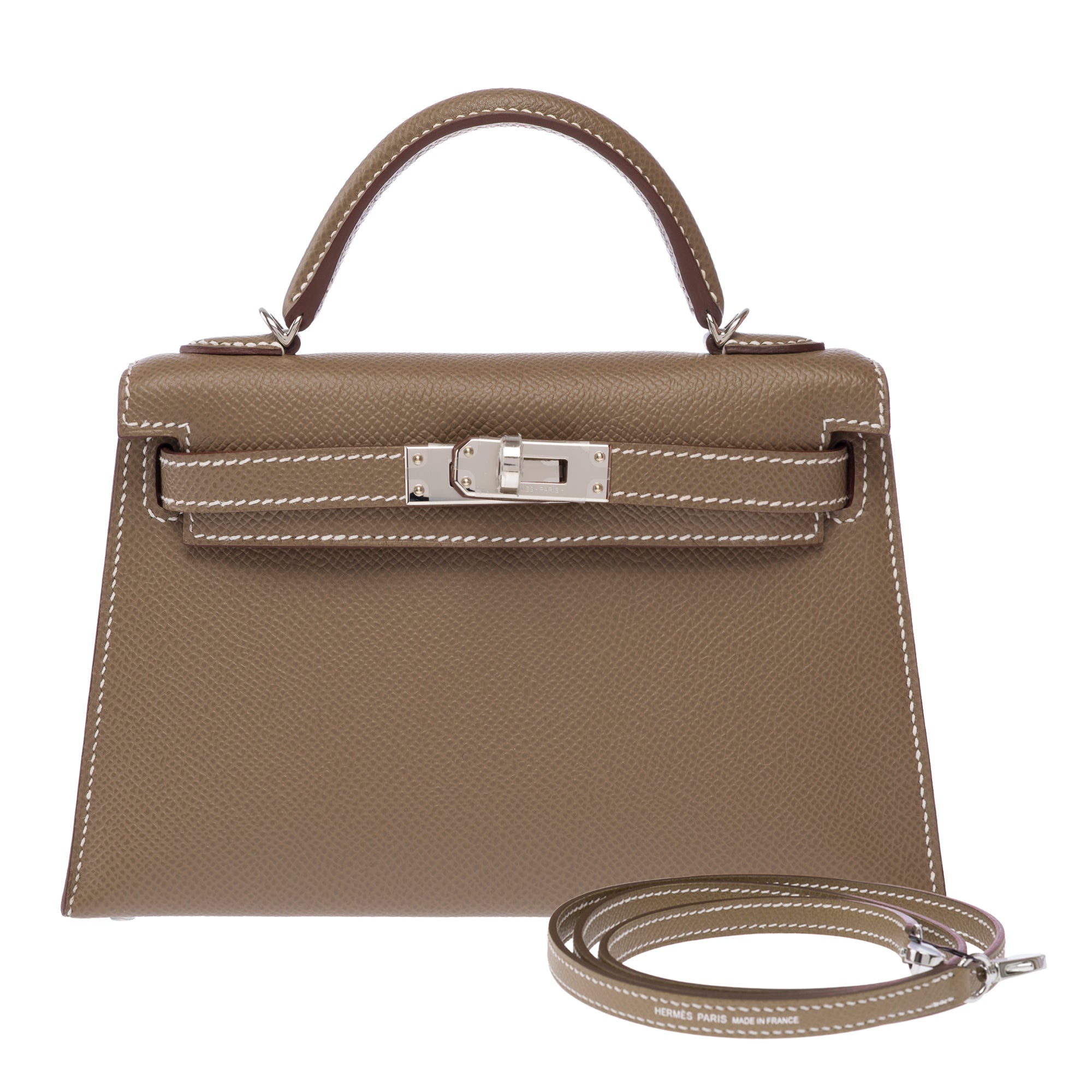 Sac HERMES Kelly Mini en Cuir Étoupe - 103650