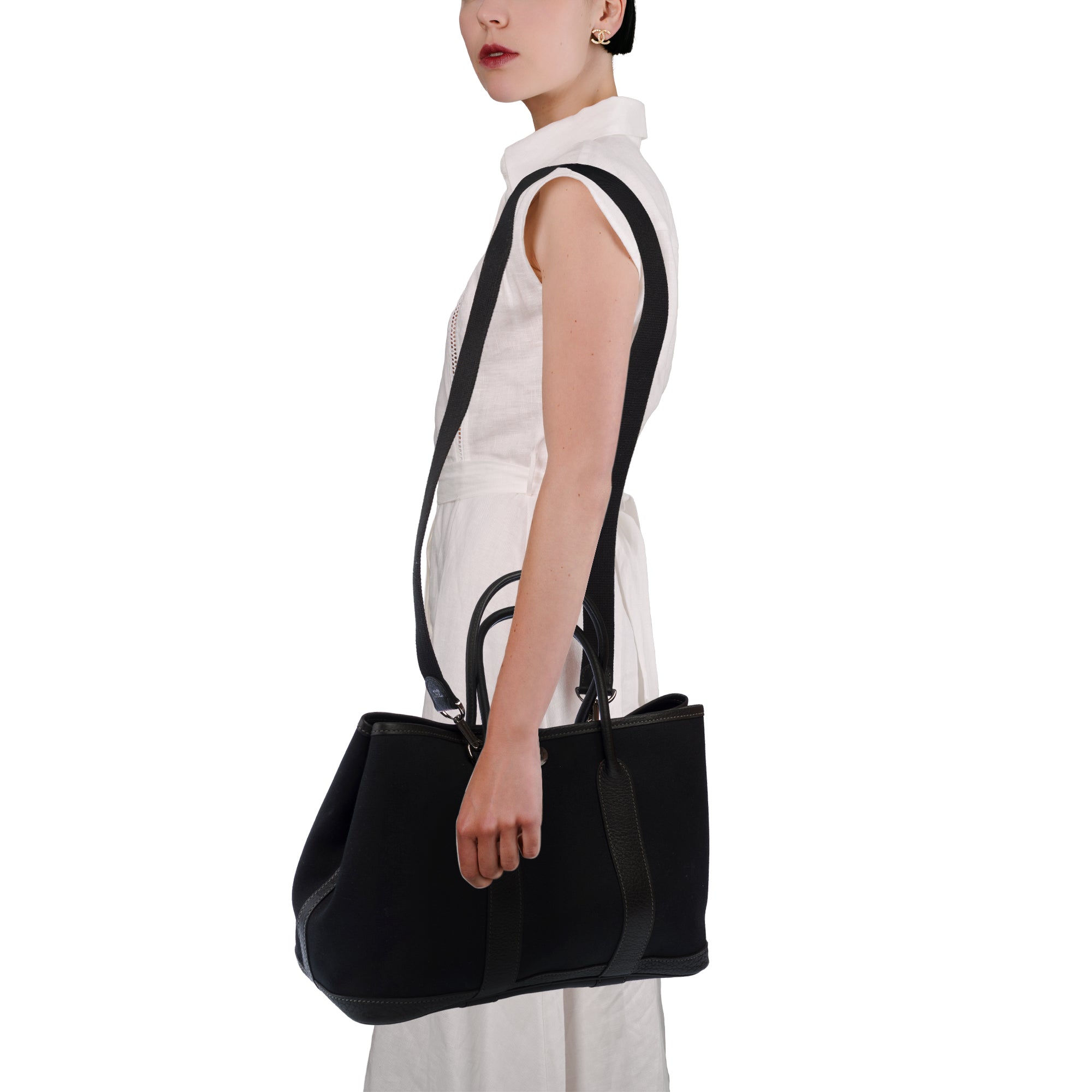 Sac HERMES Garden Party en Toile Noir - 103608