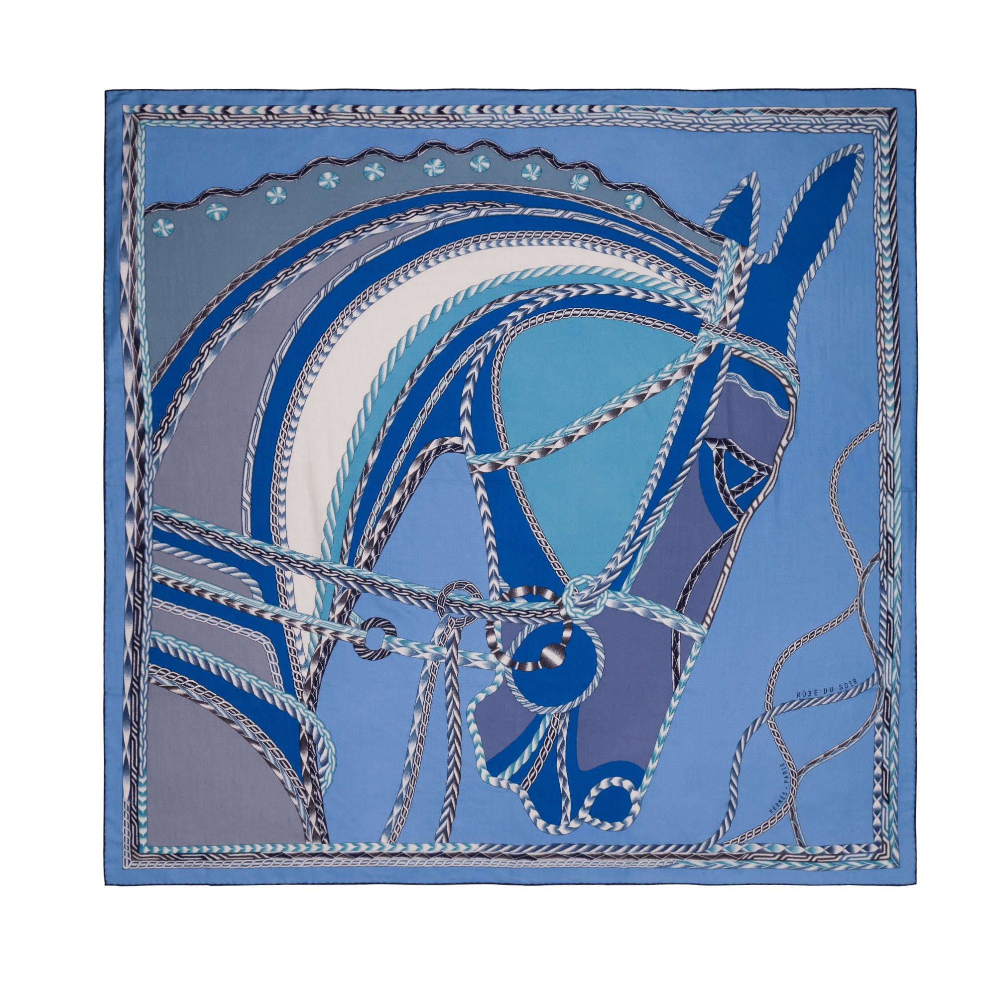 Accessoire HERMES Chale 140 en Cachemire Bleu - 103606