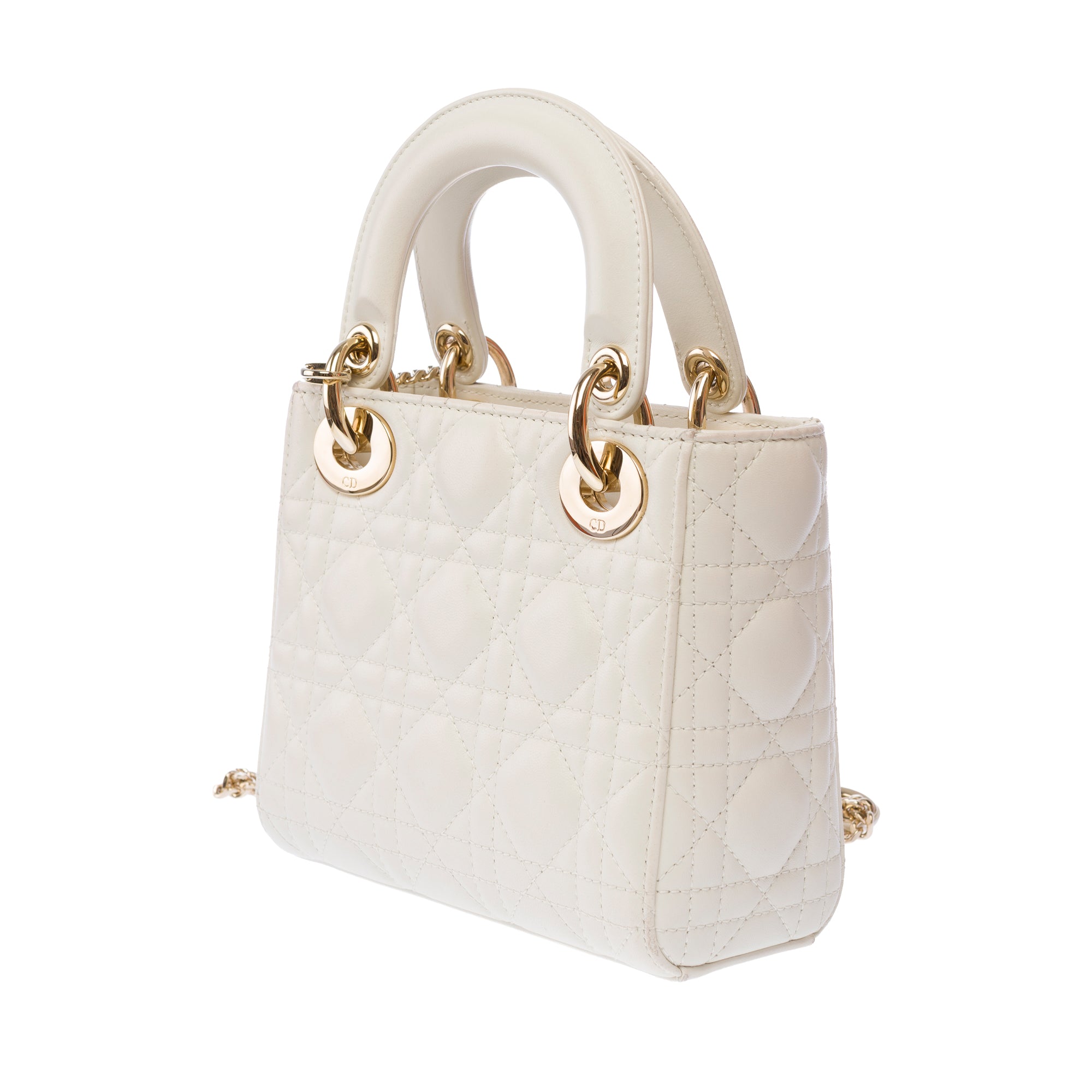 Sac DIOR Lady Dior en Cuir Blanc - 103634