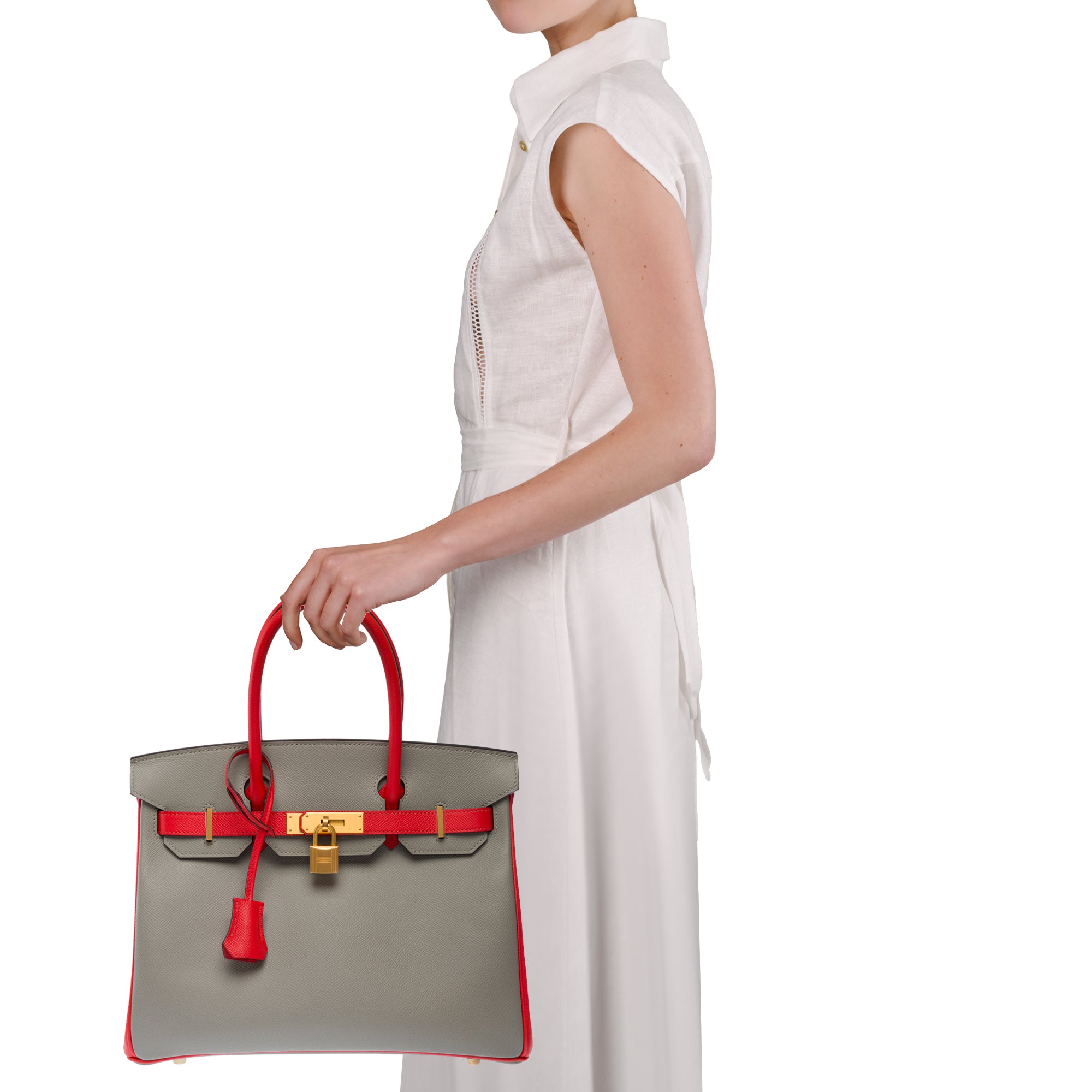 Sac HERMES Birkin 30 en Cuir Gris - 103649