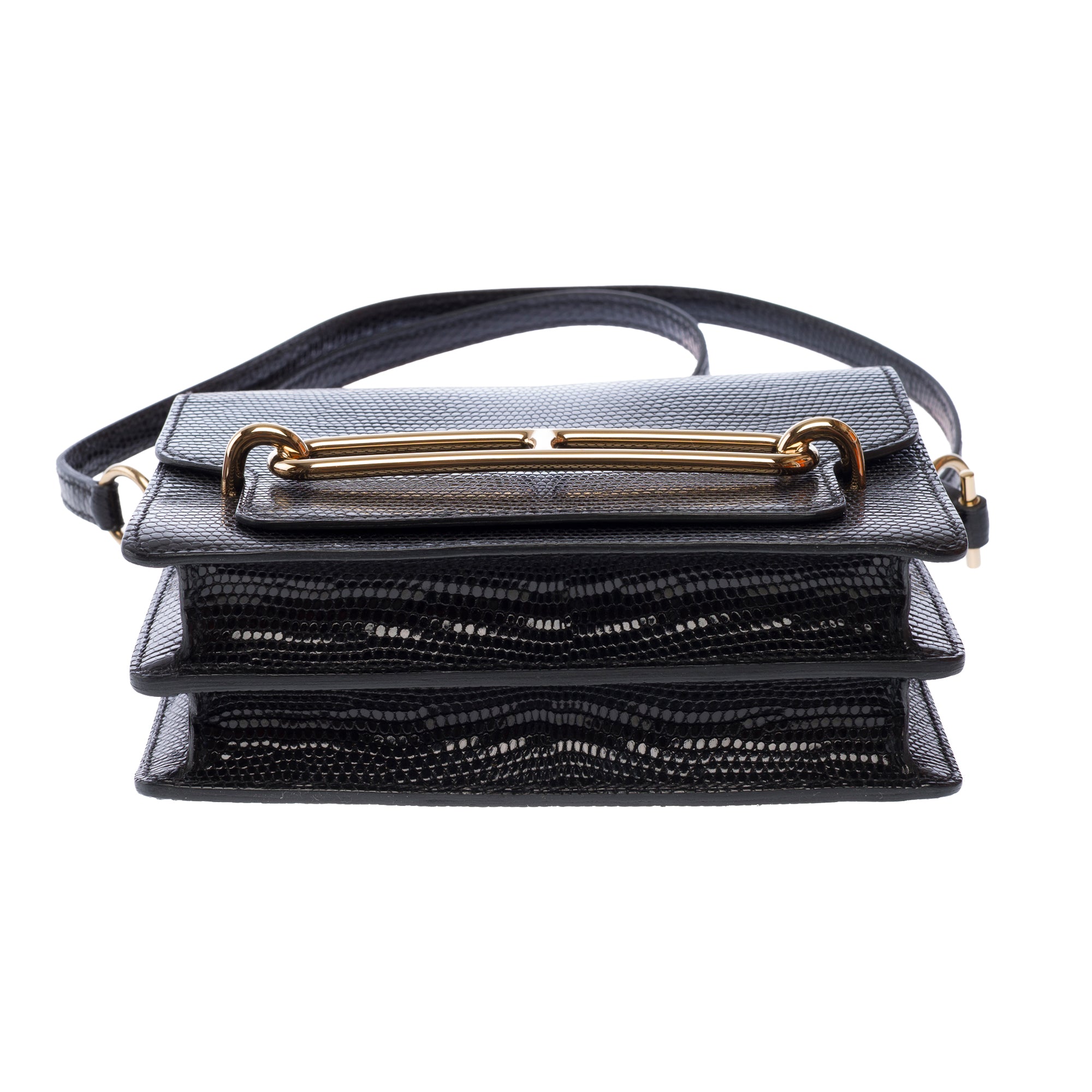 Sac HERMES Roulis en Lèzard Noir - 103657