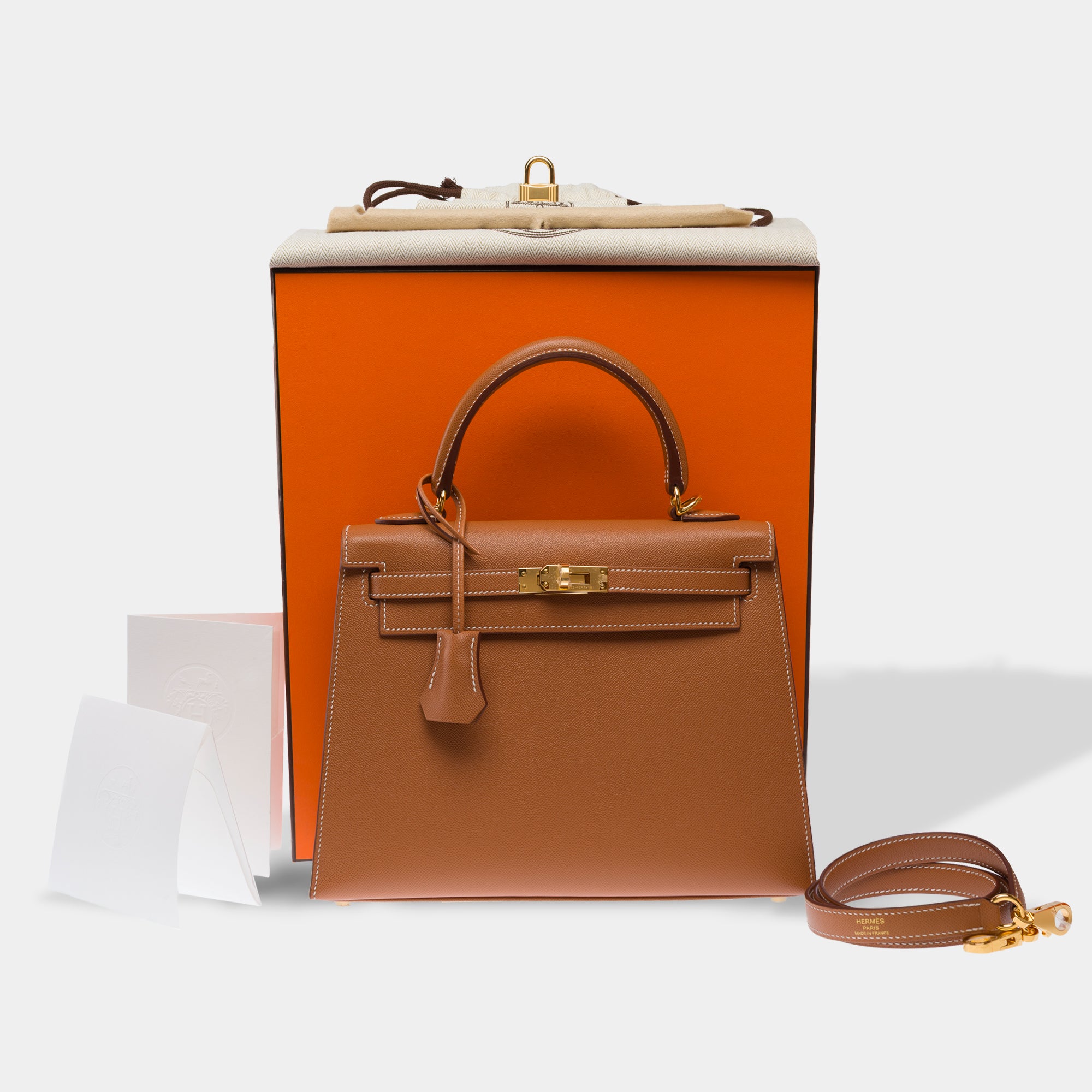 Sac HERMES Kelly 25 en Cuir Doré - 103653