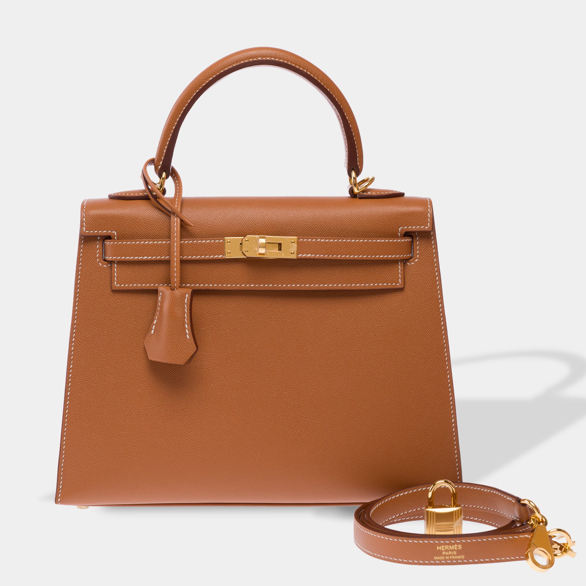 Sac HERMES Kelly 25 en Cuir Doré - 103653