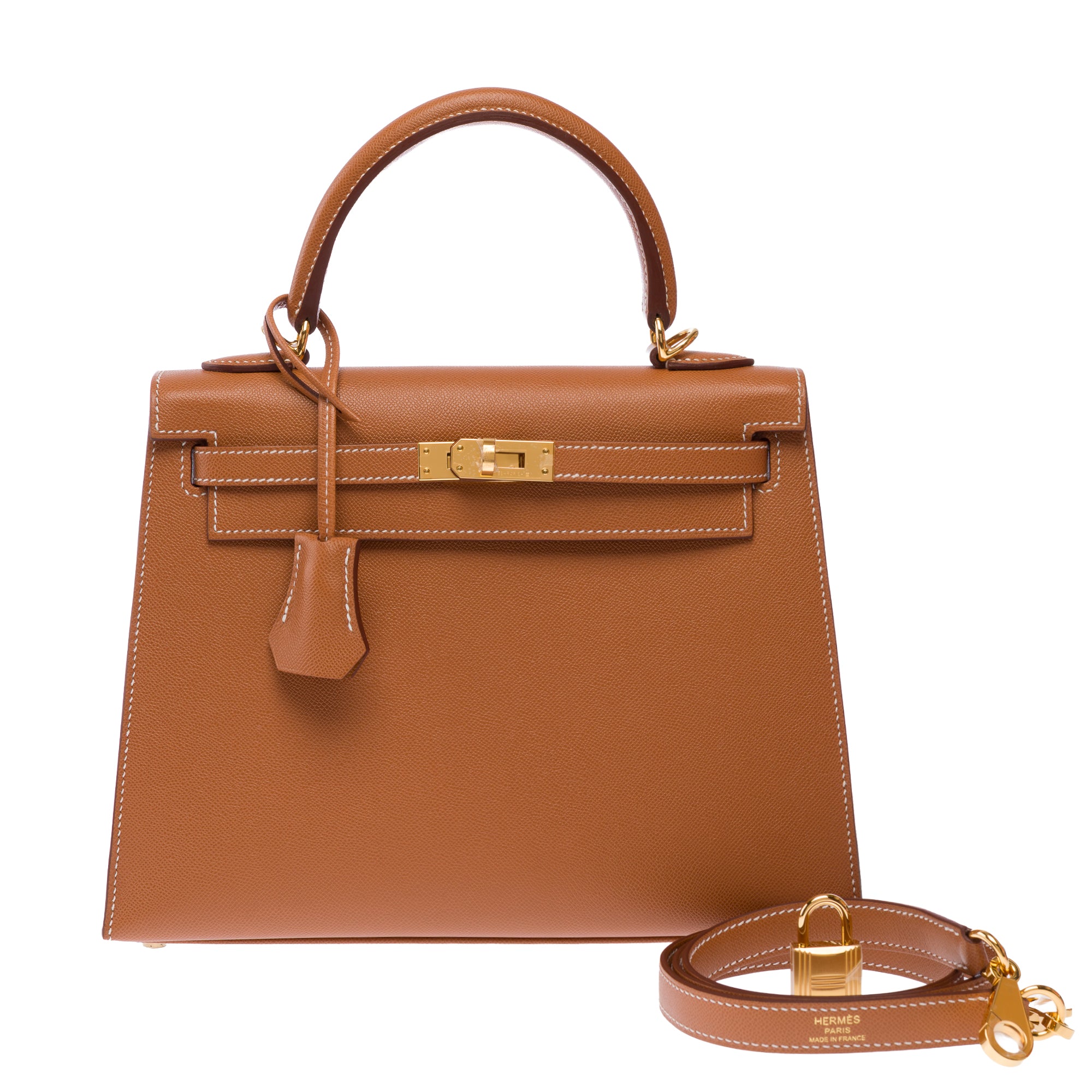 Sac HERMES Kelly 25 en Cuir Doré - 103653