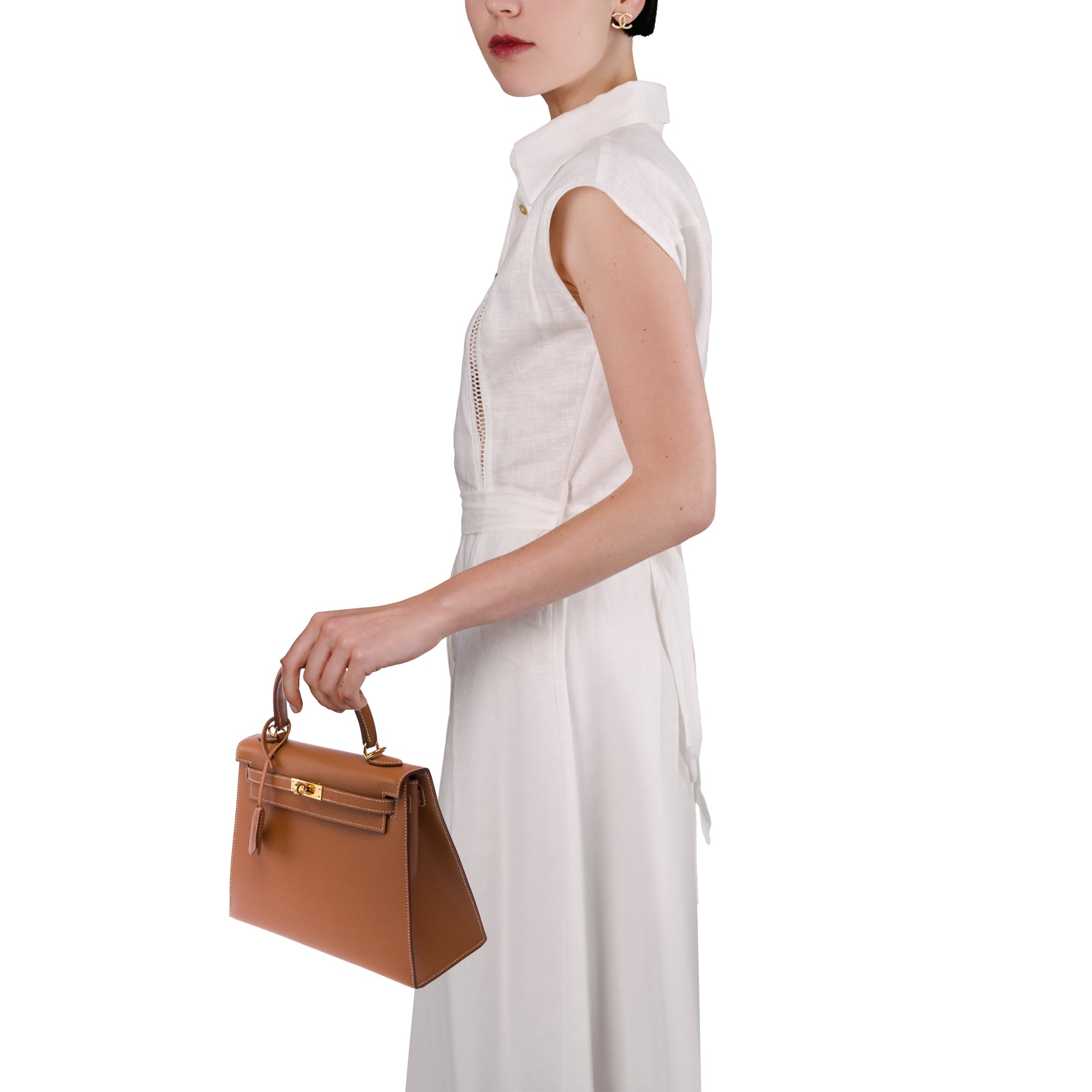Sac HERMES Kelly 25 en Cuir Doré - 103653