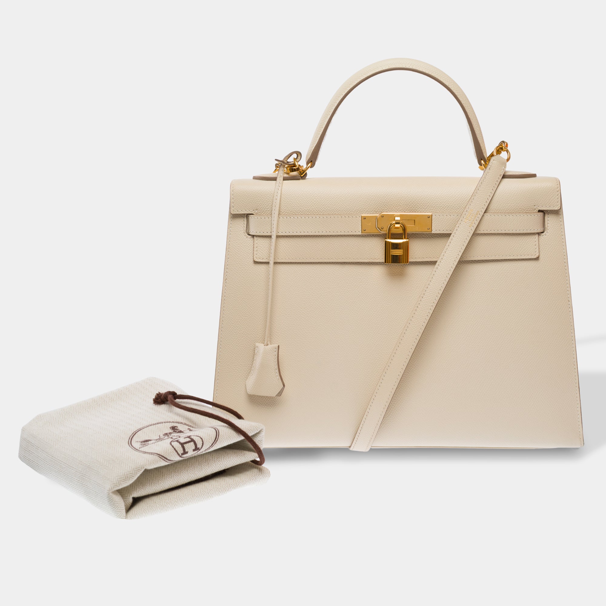 Sac HERMES Kelly 32 en Cuir Blanc - 103658