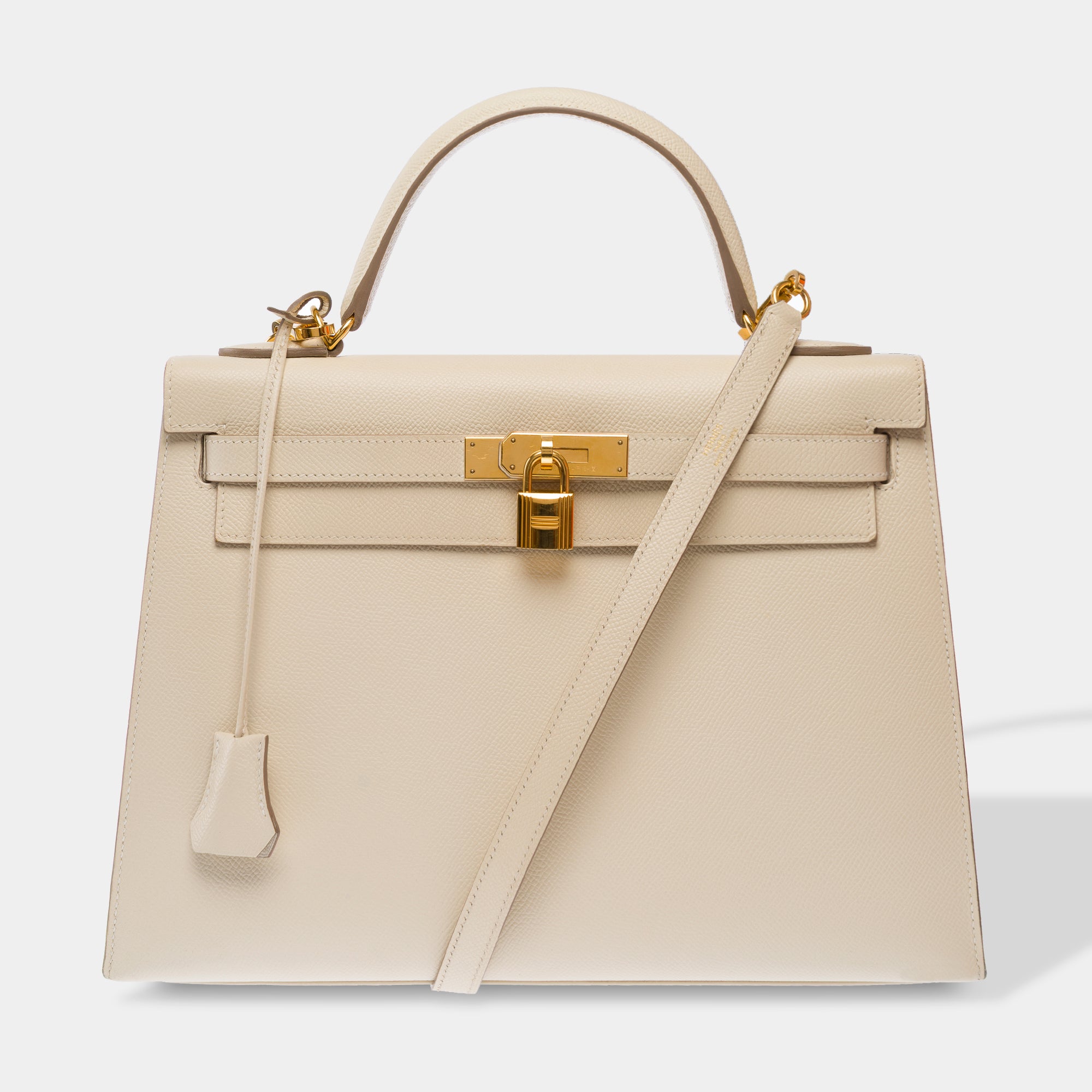 Sac HERMES Kelly 32 en Cuir Blanc - 103658