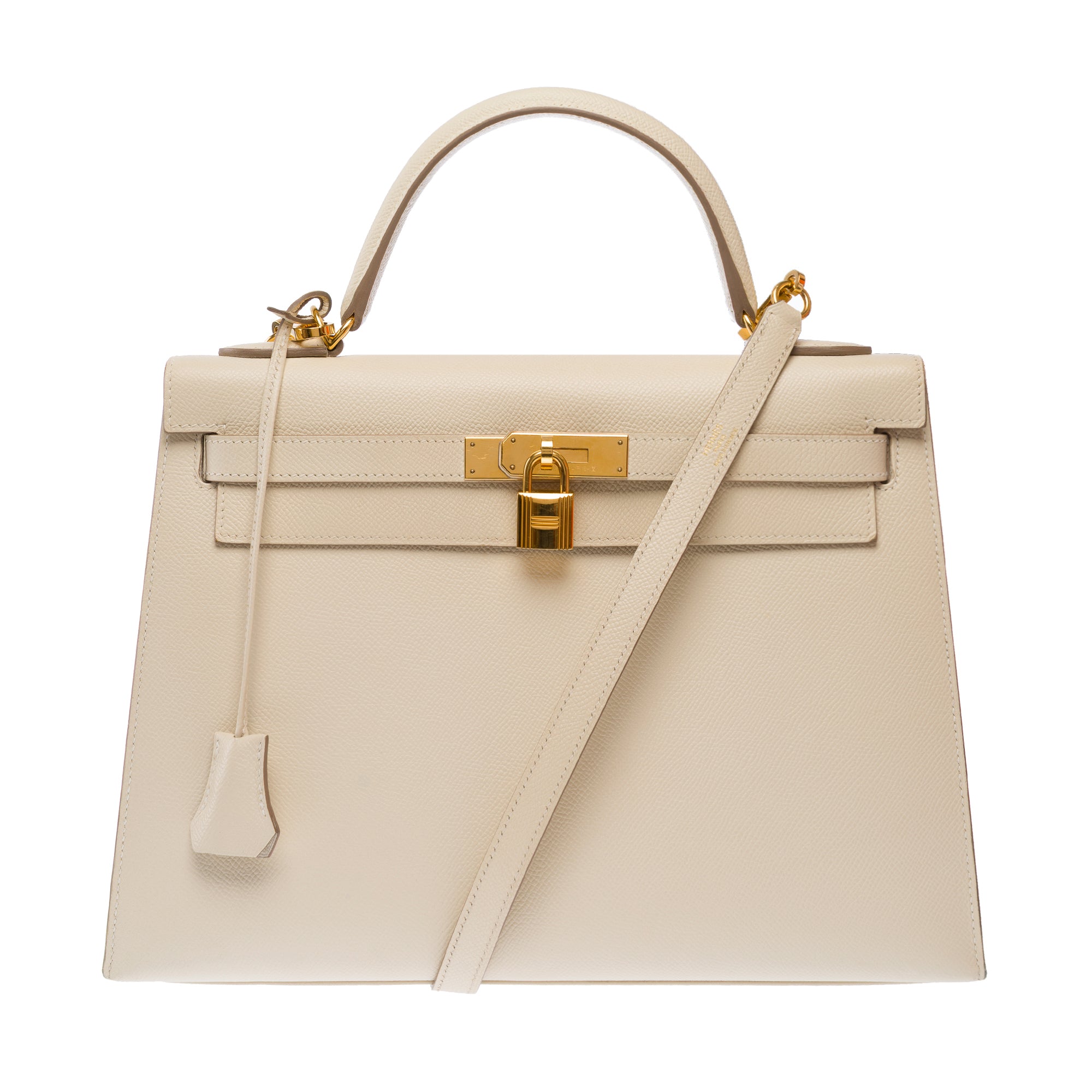 Sac HERMES Kelly 32 en Cuir Blanc - 103658