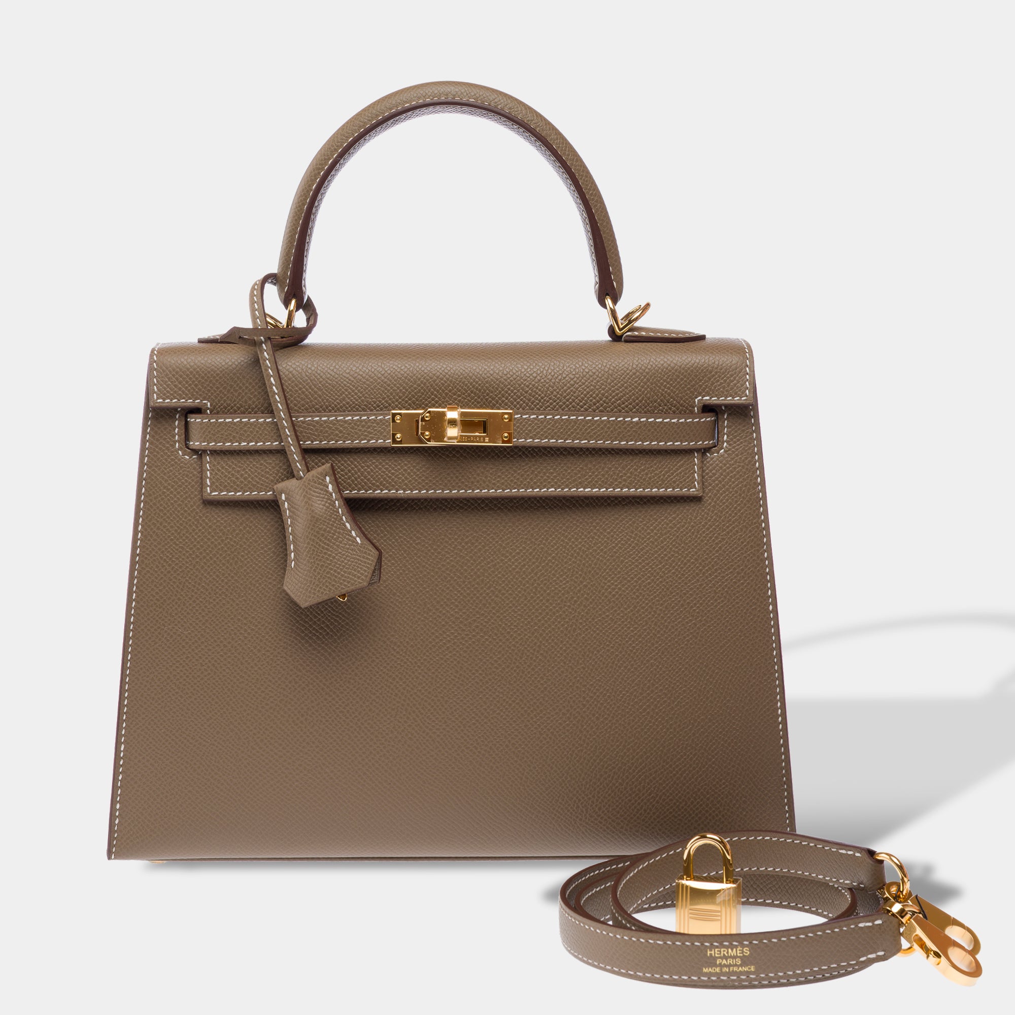 Sac HERMES Kelly 25 en Cuir Étoupe - 103664