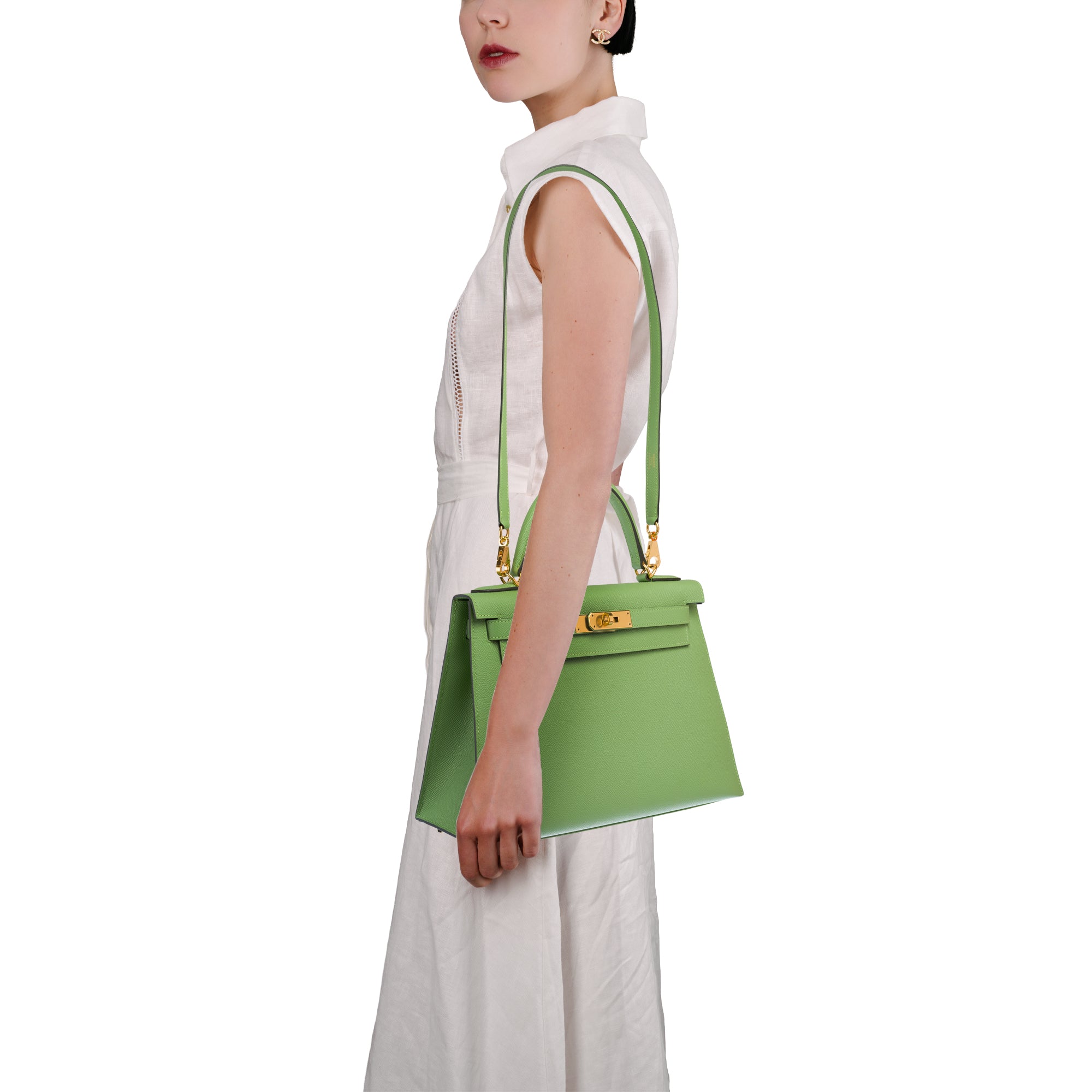 Sac HERMES Kelly 28 en Cuir Vert - 103667